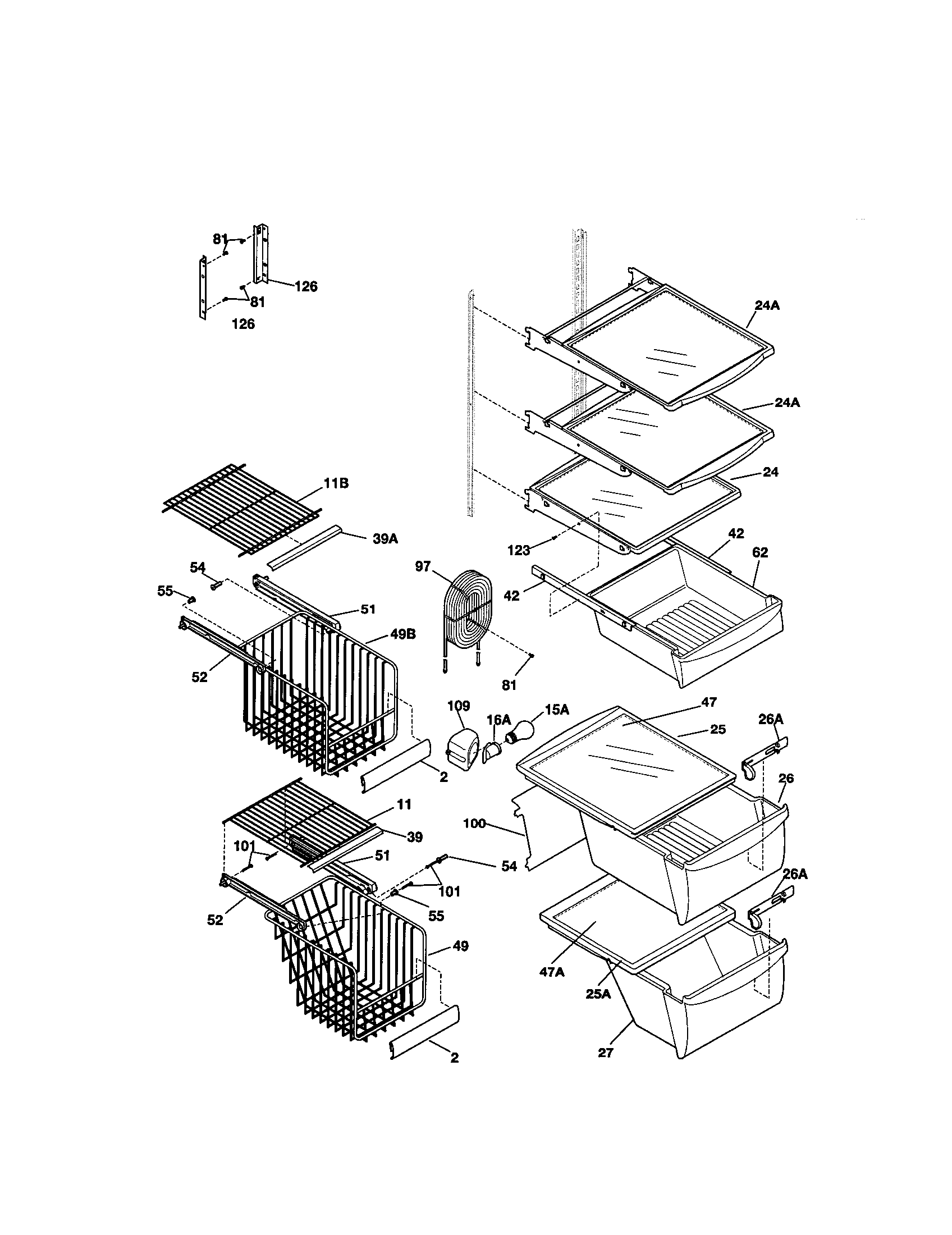 Kenmore 25351694100 shelves diagram