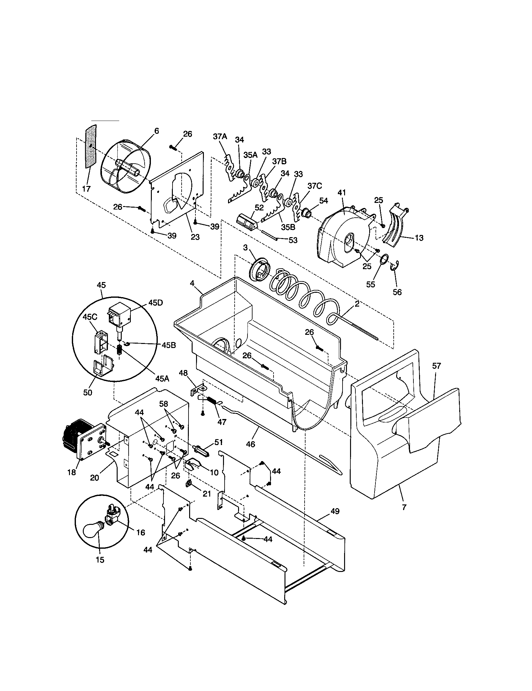 Kenmore 25351694100 ice container diagram