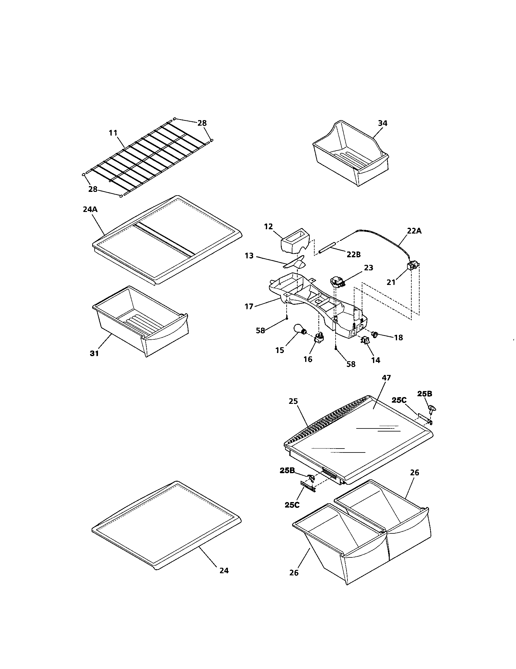 Kenmore 25371134101 shelves diagram