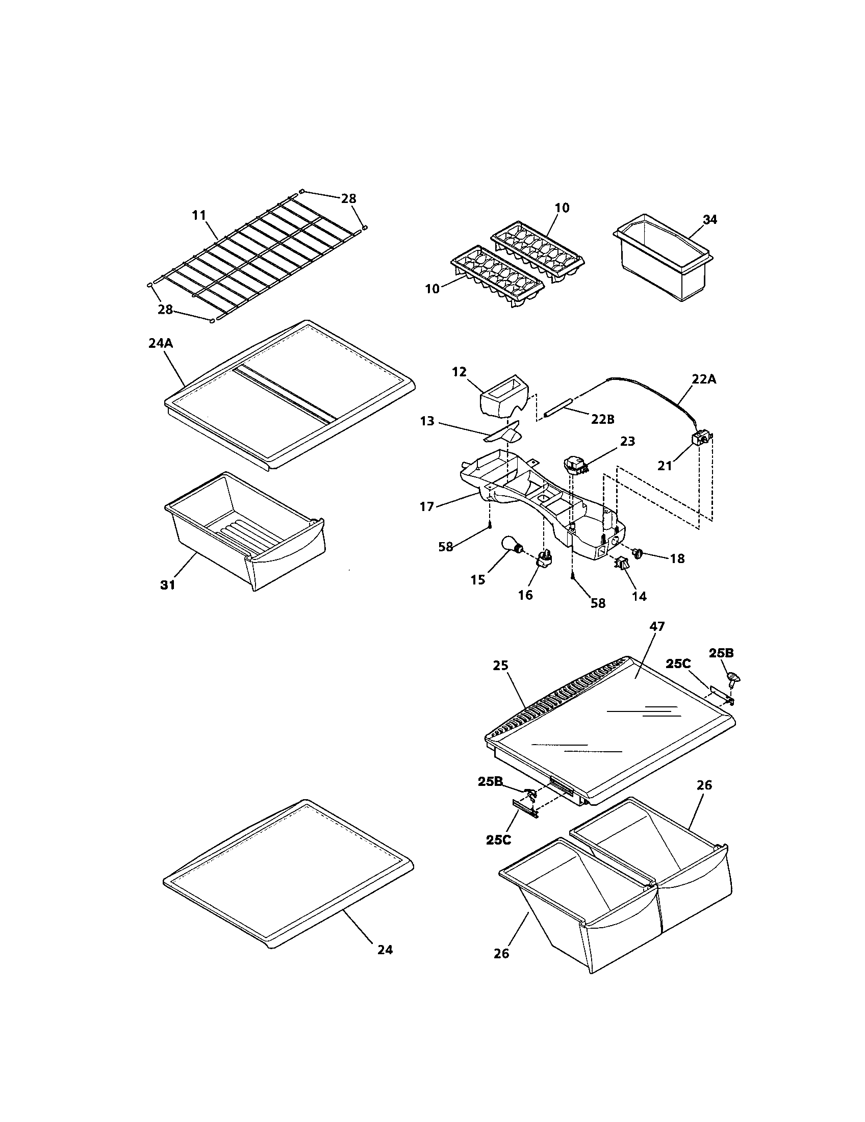 Kenmore 25361884100 shelves diagram
