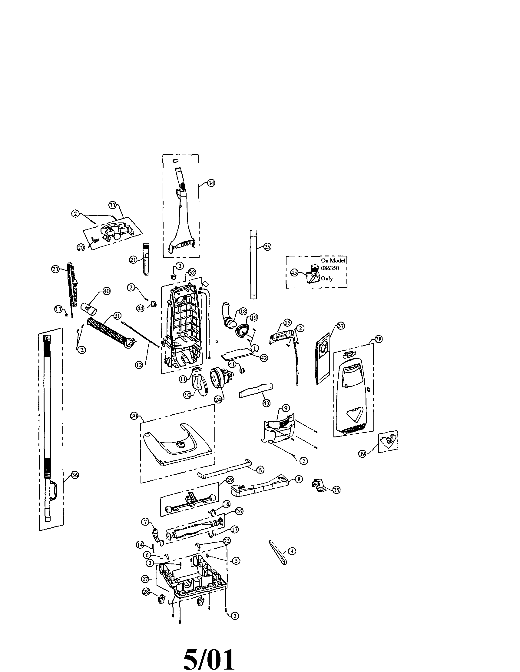 Dirt Devil 086300 swivel guide assembly diagram