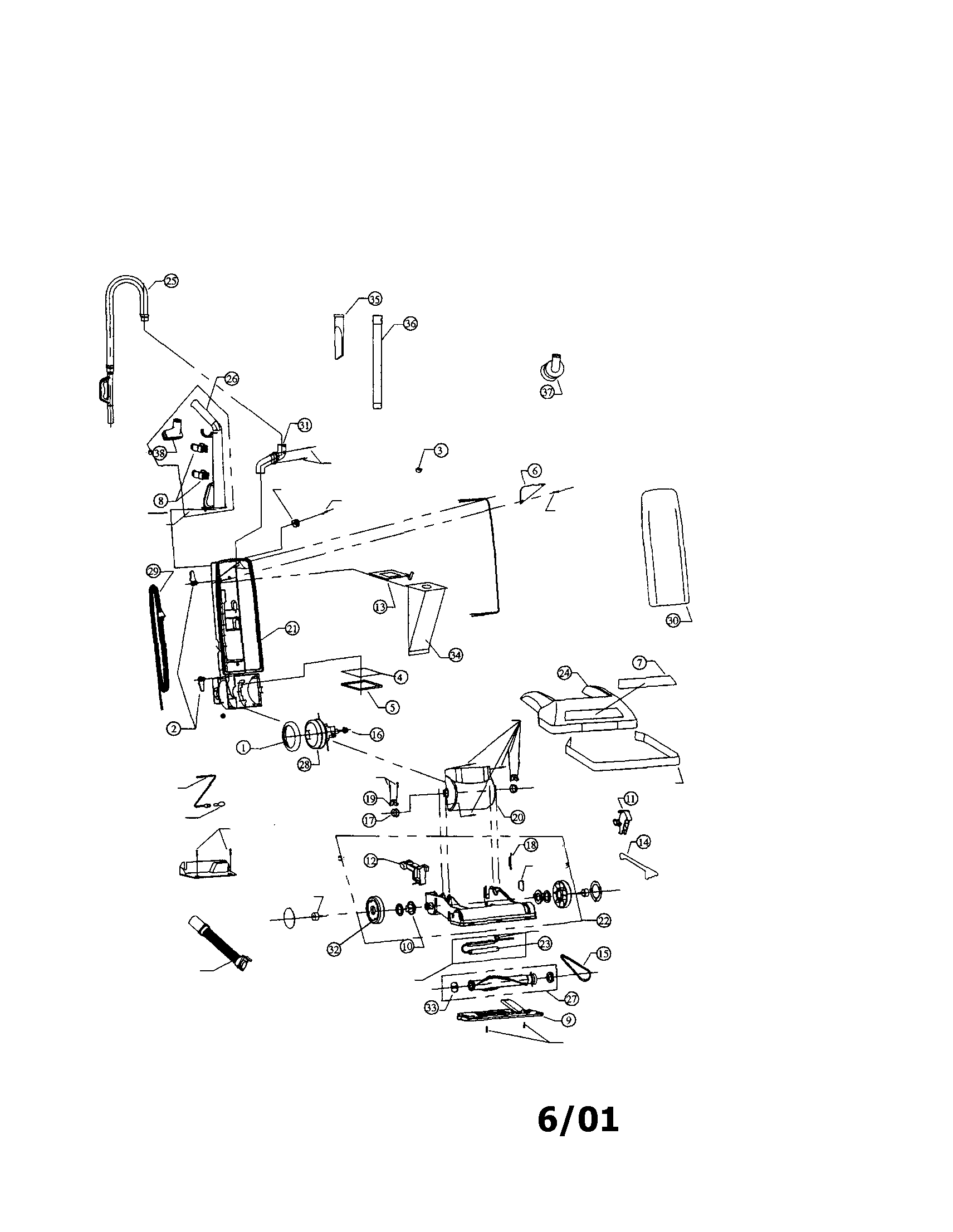 Dirt Devil DU8320 upright deluxe diagram