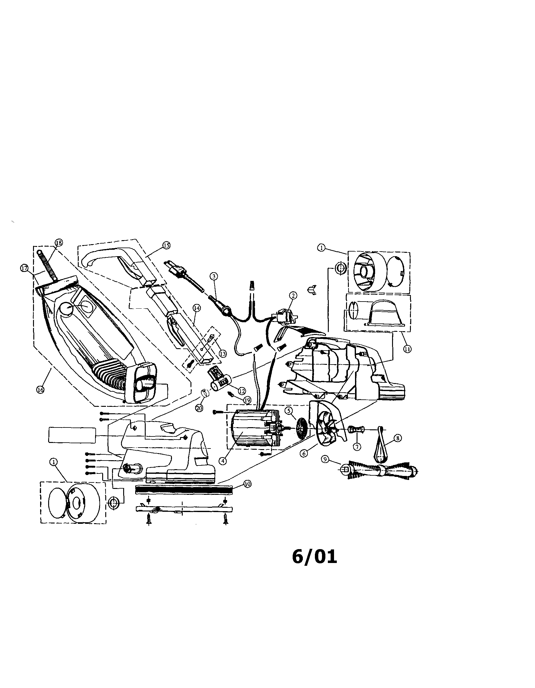 Dirt Devil 712 assembly schematic diagram