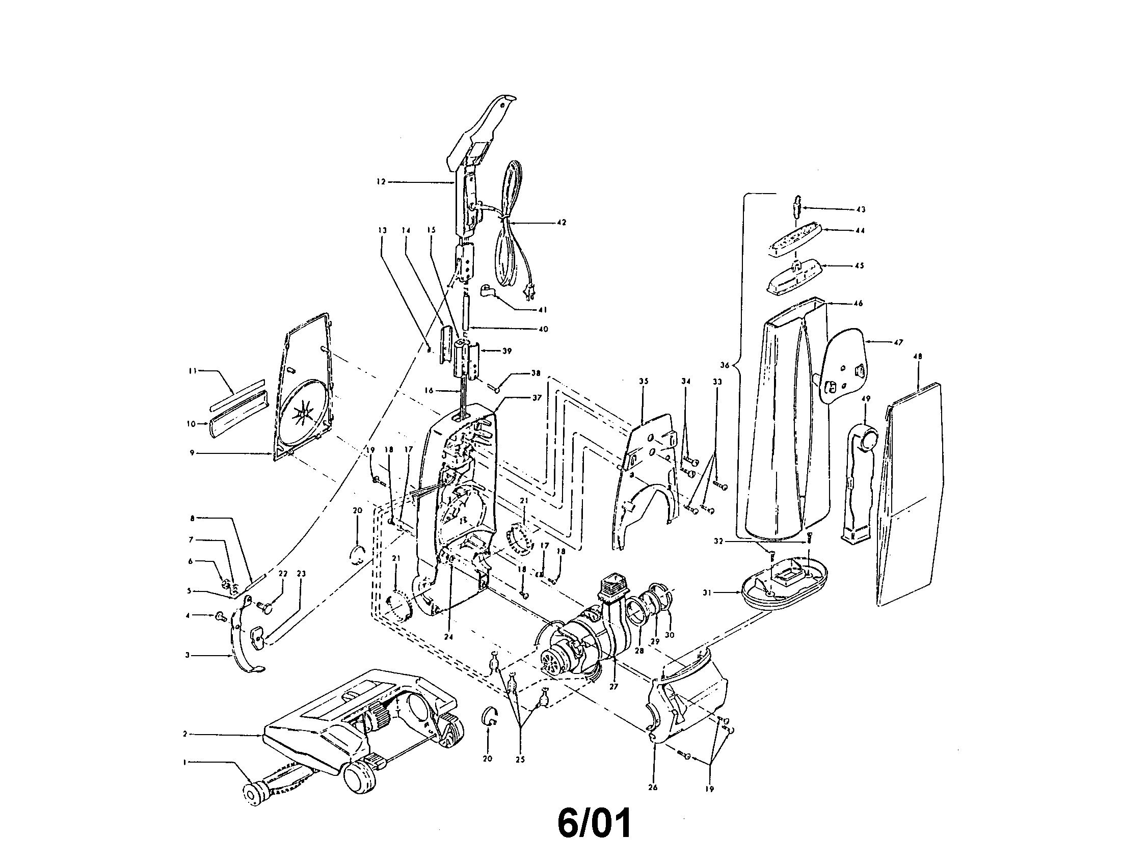 Hoover U3341-900 handle diagram