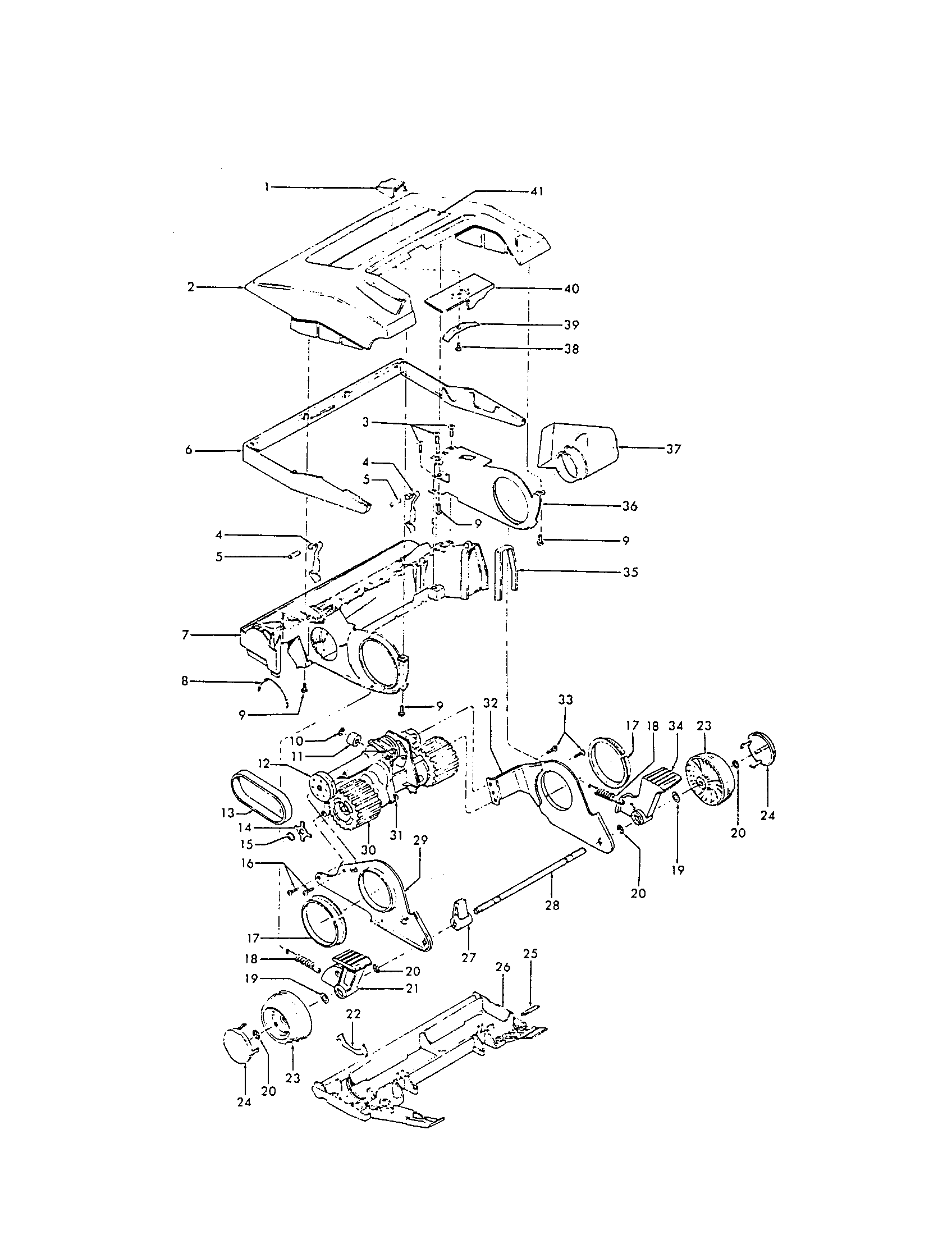 Hoover U3341-900 agitator housing diagram