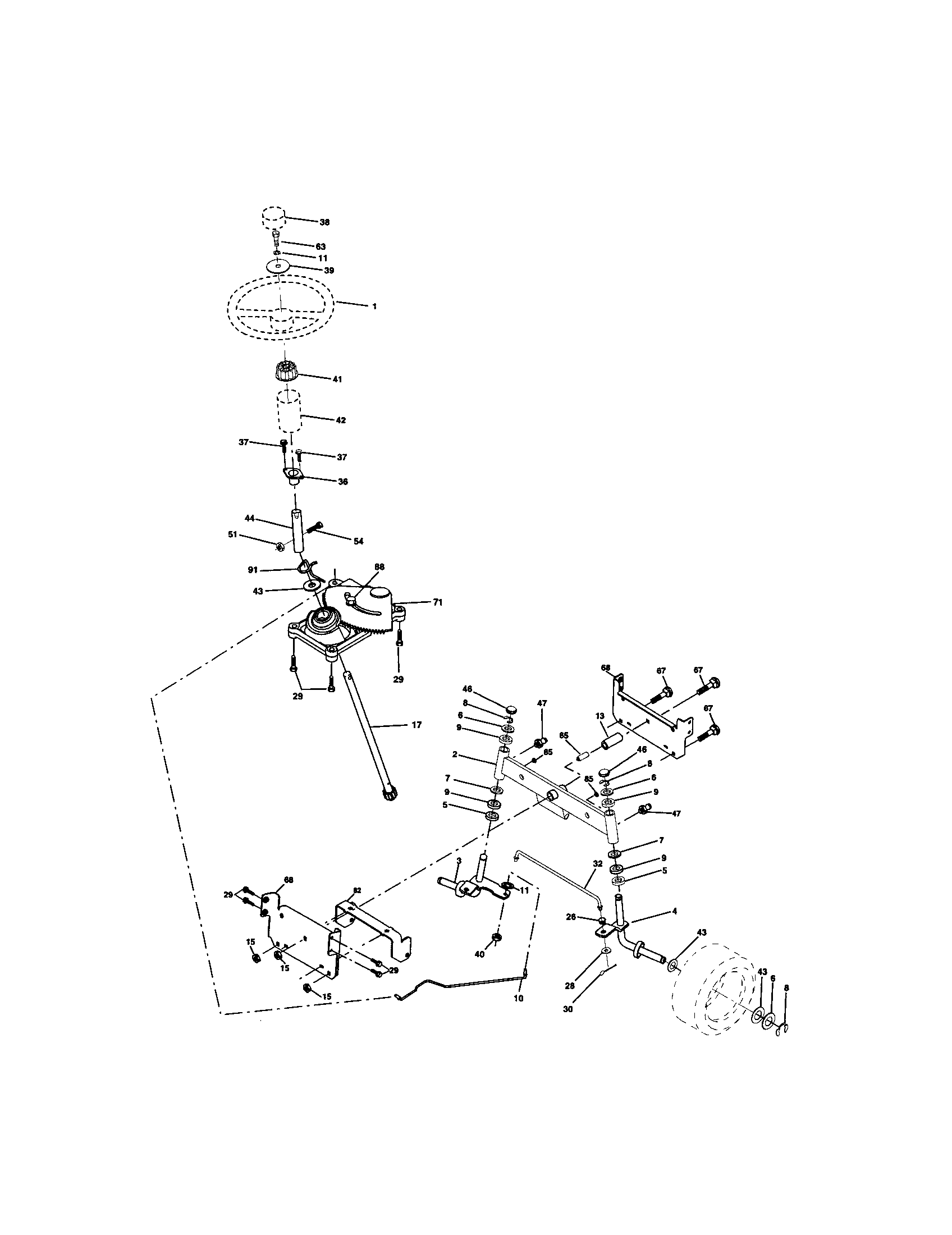 Craftsman 917271744 steering assembly diagram