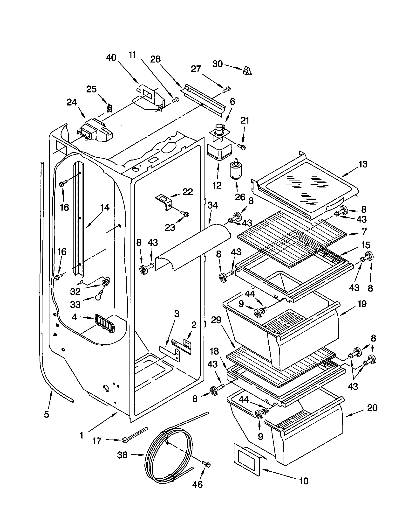Kenmore 10650522100 refrigerator liner diagram