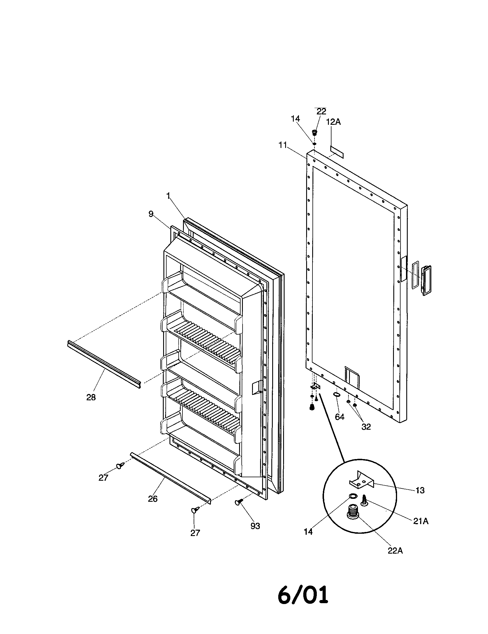 Kenmore 25321401100 door diagram