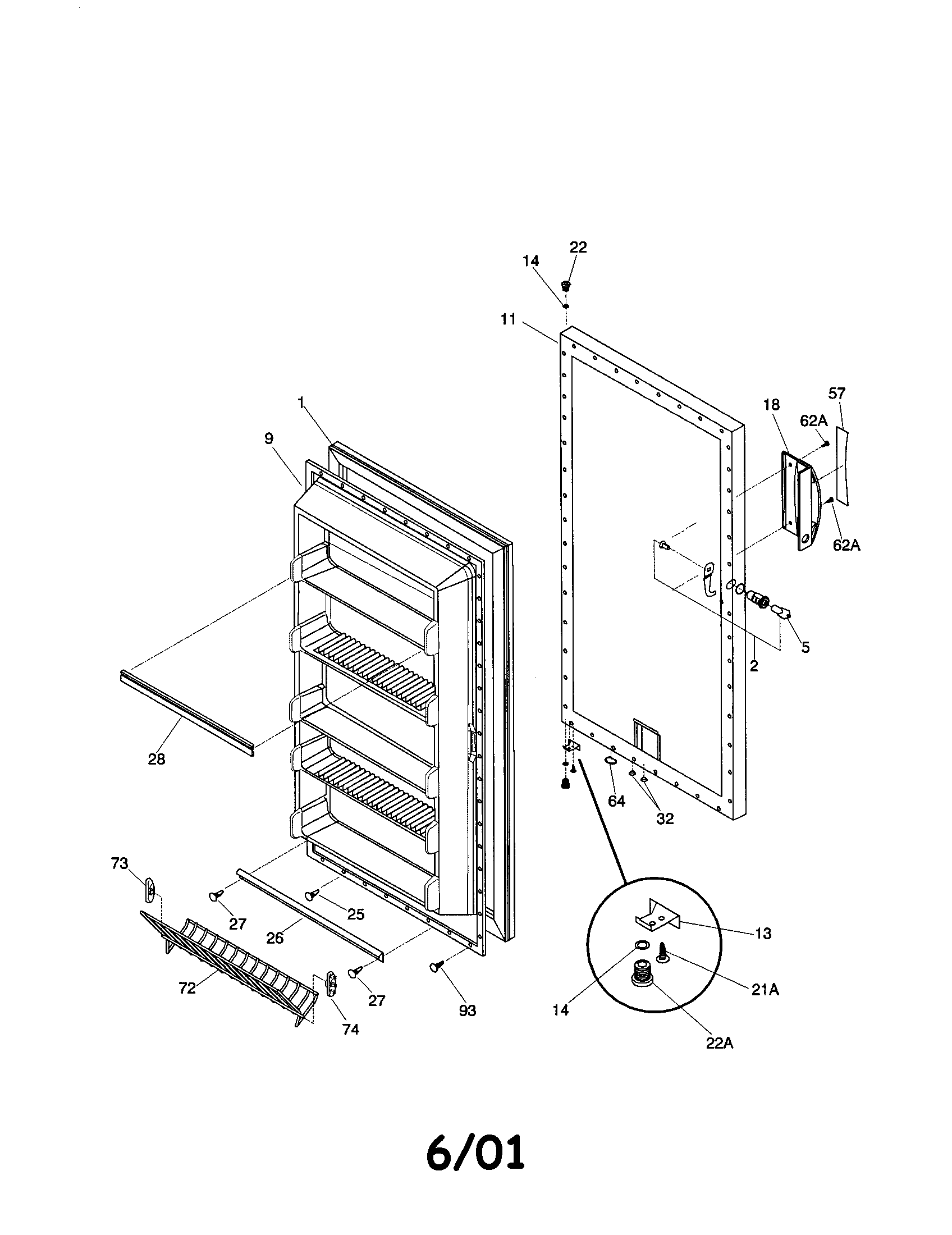 Kenmore 25321711100 door diagram