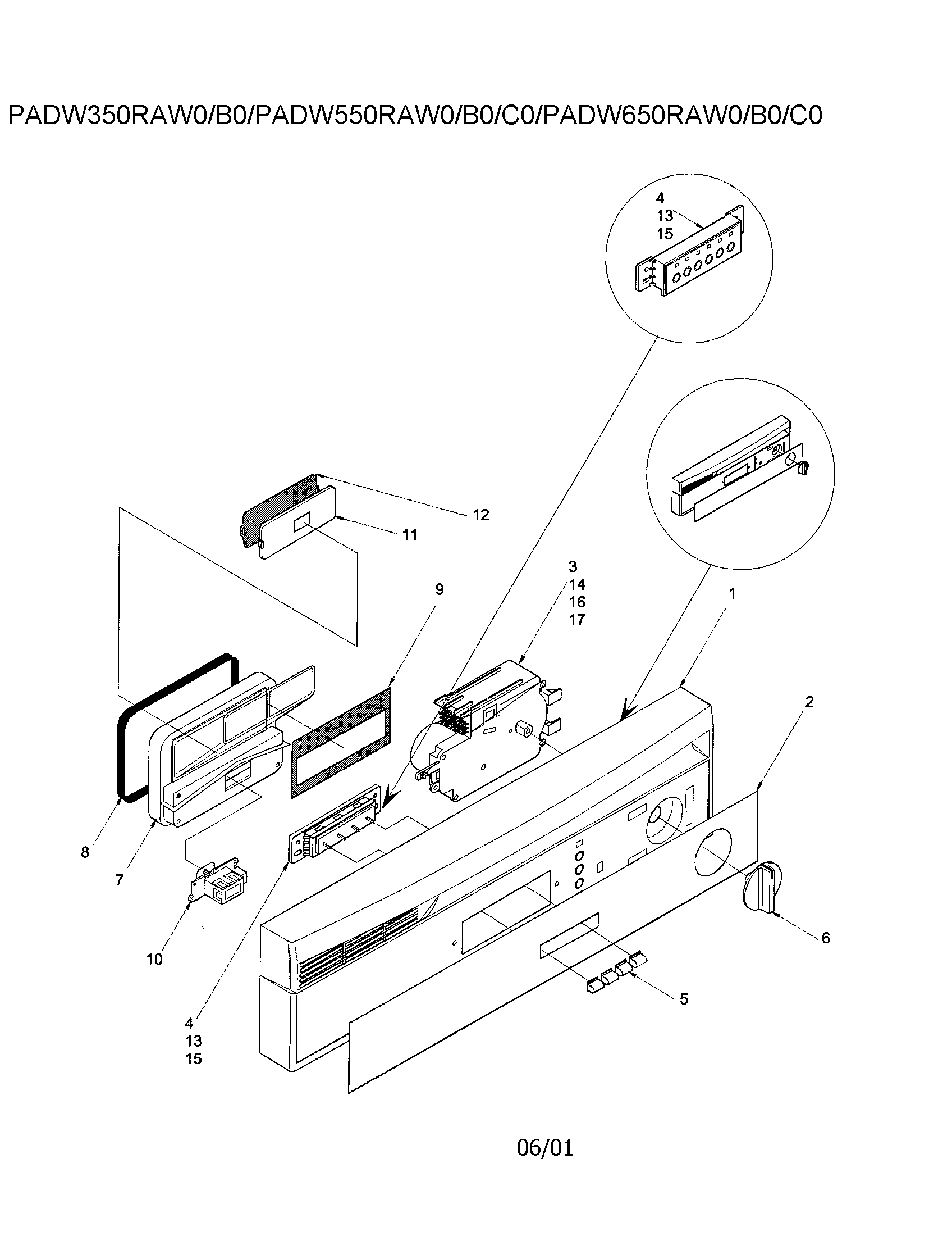 Amana ADW350RAB-PADW350RAB0 control panel diagram