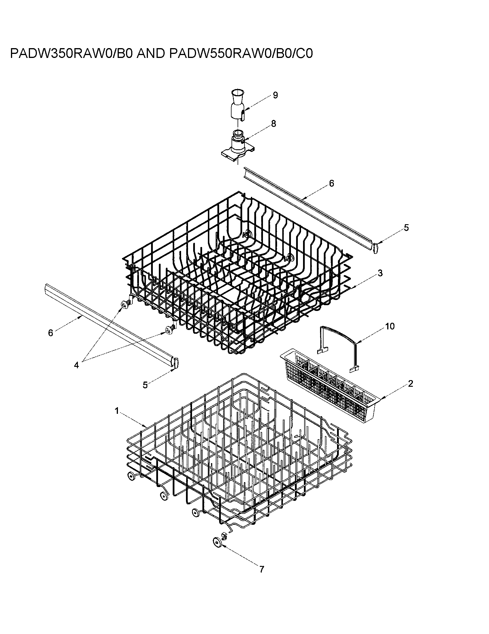 Amana ADW350RAB-PADW350RAB0 rack (padw350raxx/padw550raxx) diagram