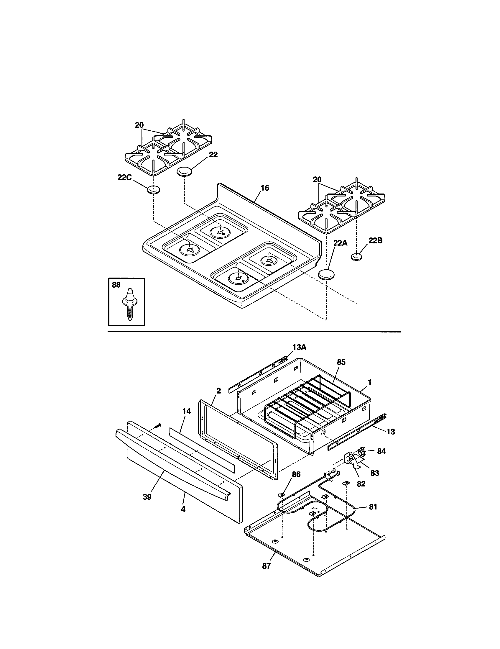 Kenmore 79075604100 top/drawer diagram