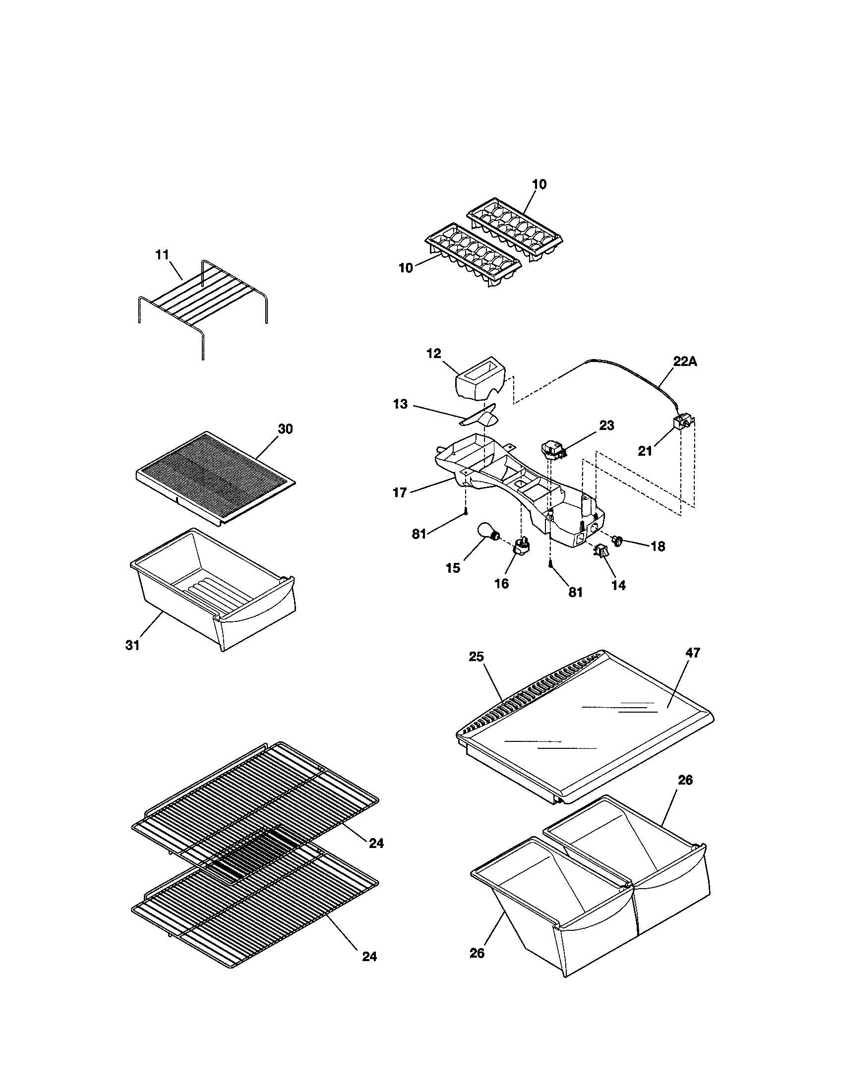 Kenmore 25331804102 shelves diagram