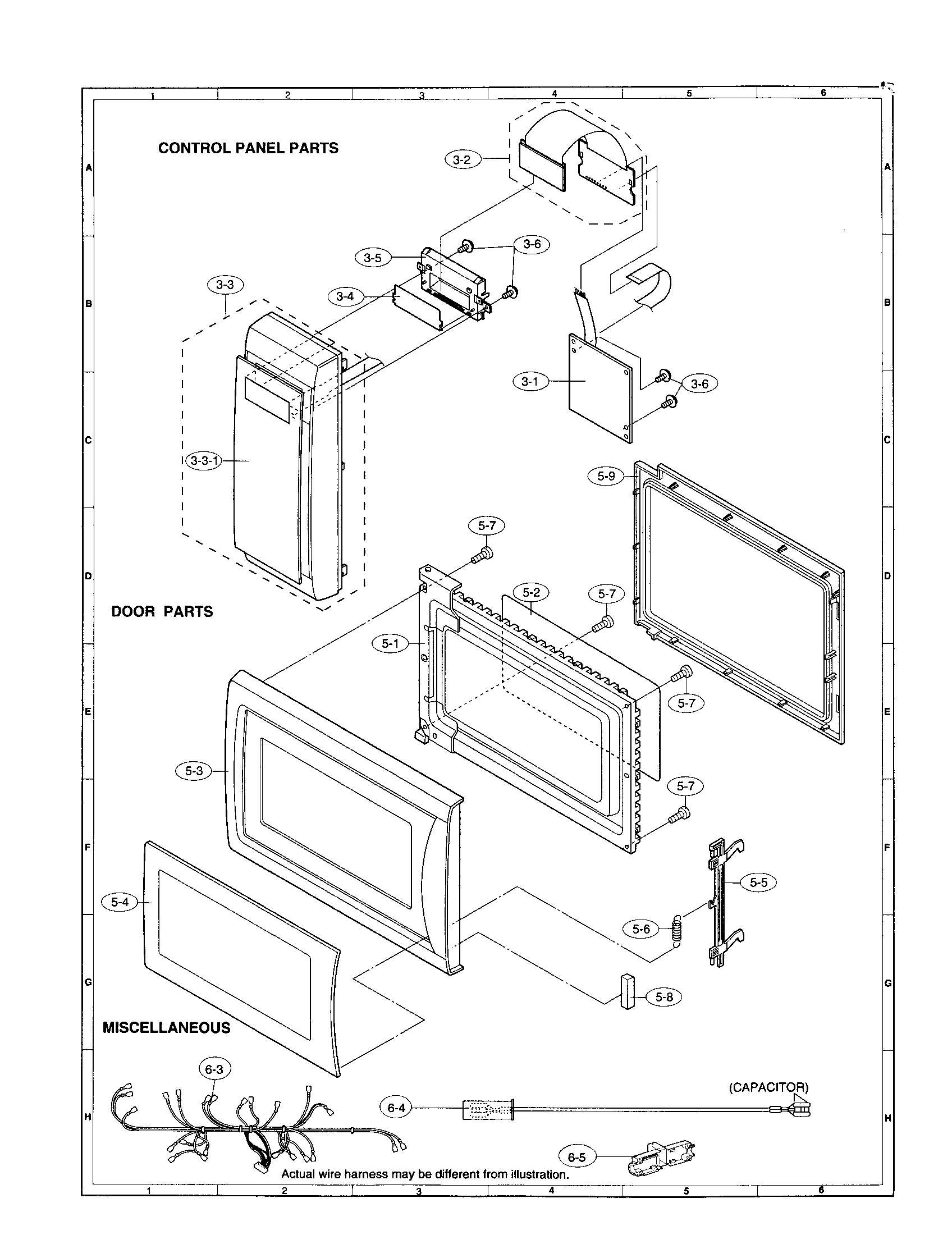 Sharp R-320DQ control panel parts diagram