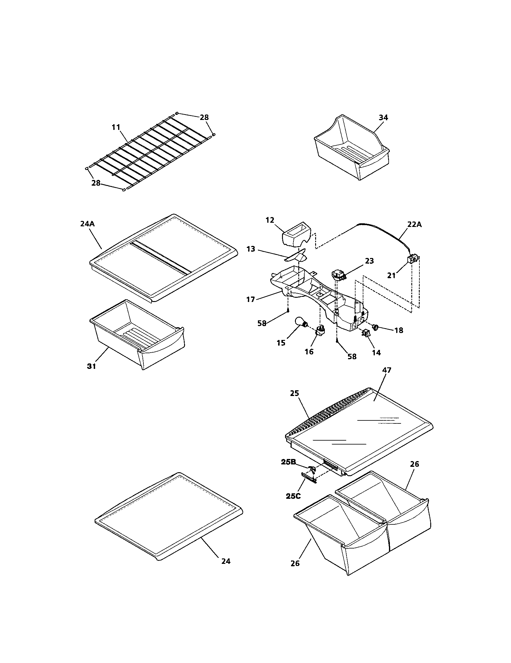 Kenmore 25371842102 shelves diagram