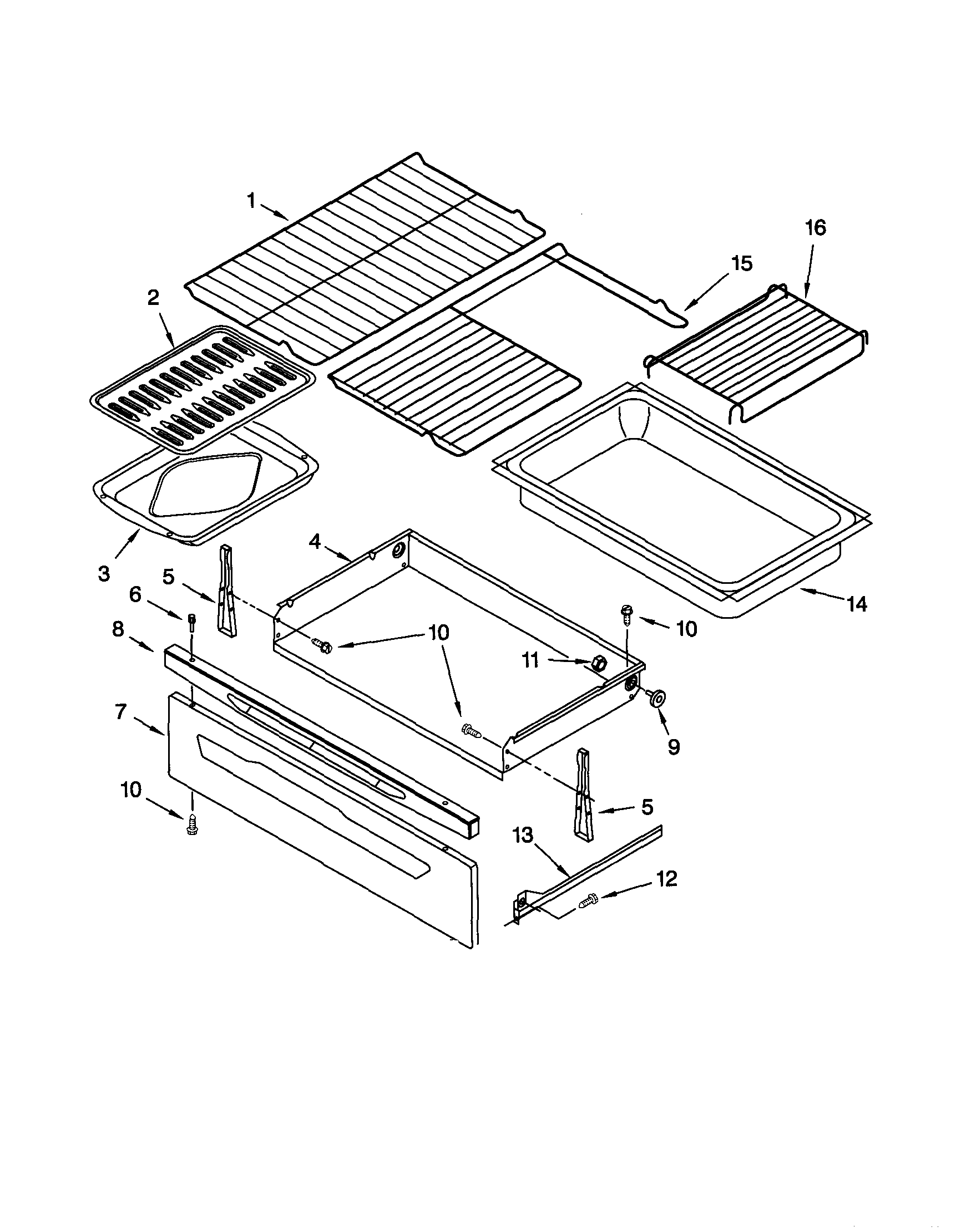 Kenmore 66595015101 drawer and broiler diagram