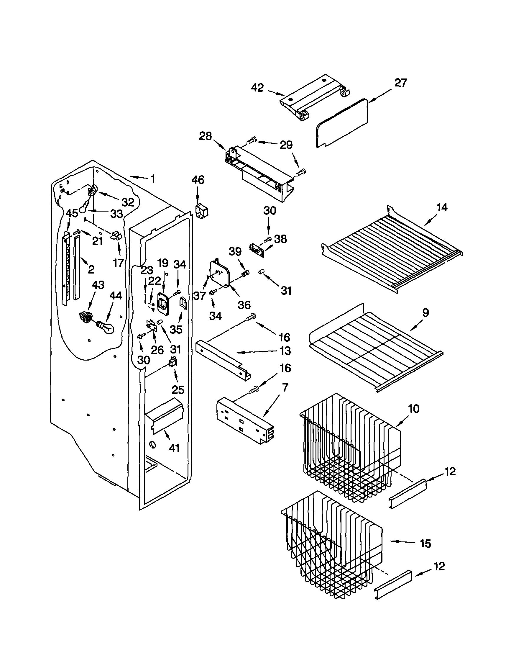 Kenmore 10652264100 freezer liner diagram