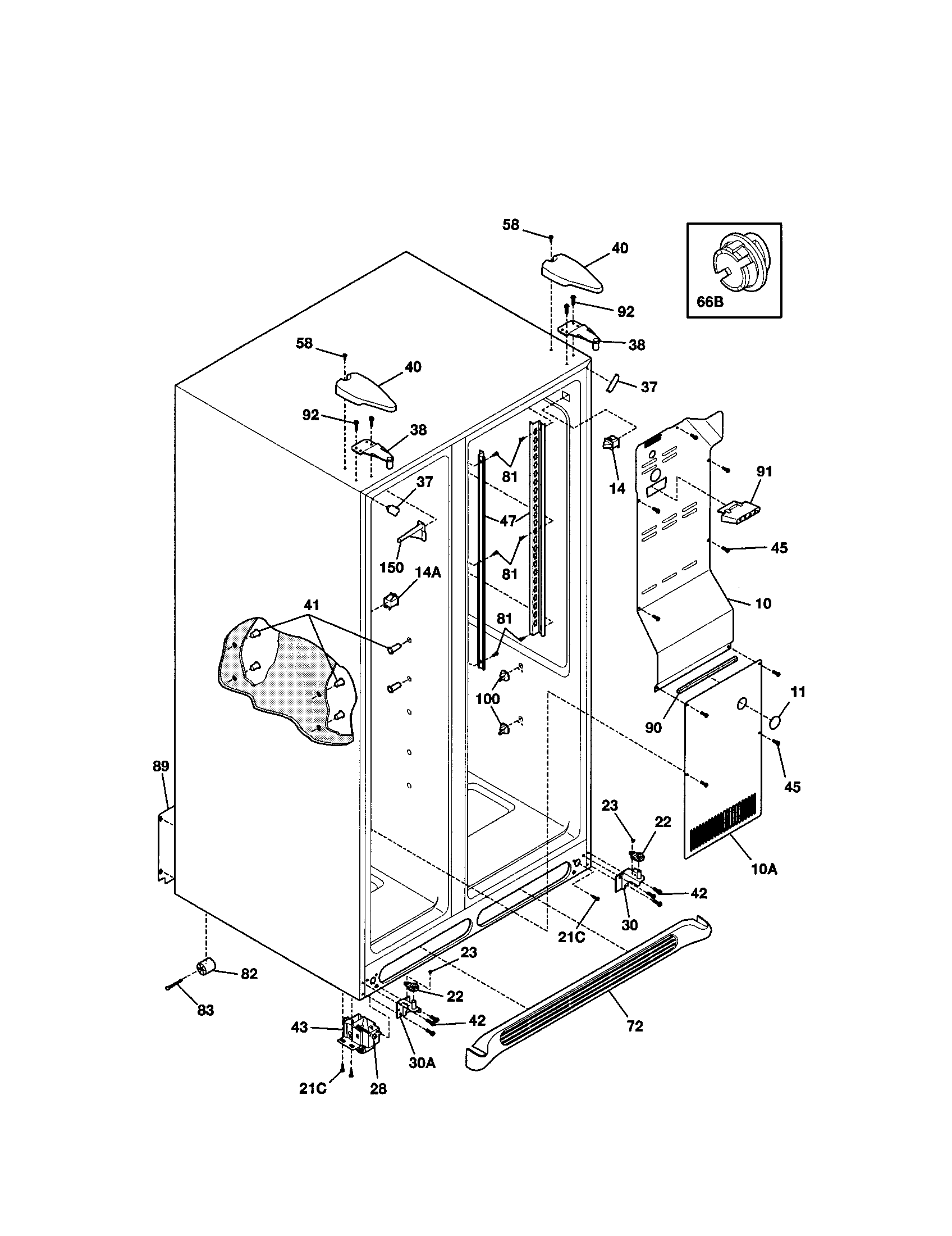 Kenmore 25351622101 cabinet diagram