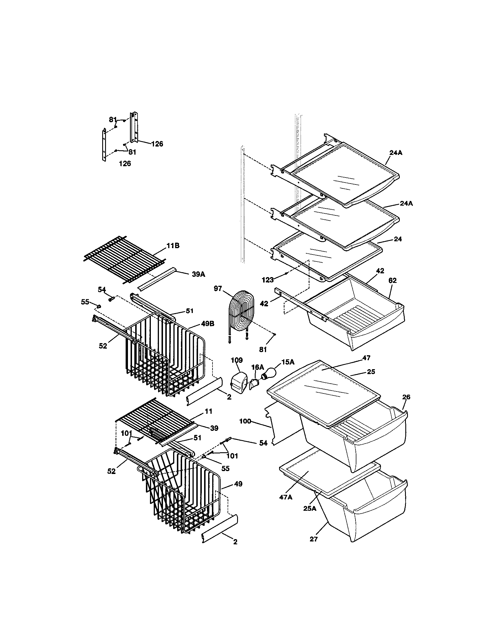 Kenmore 25351622101 shelves diagram