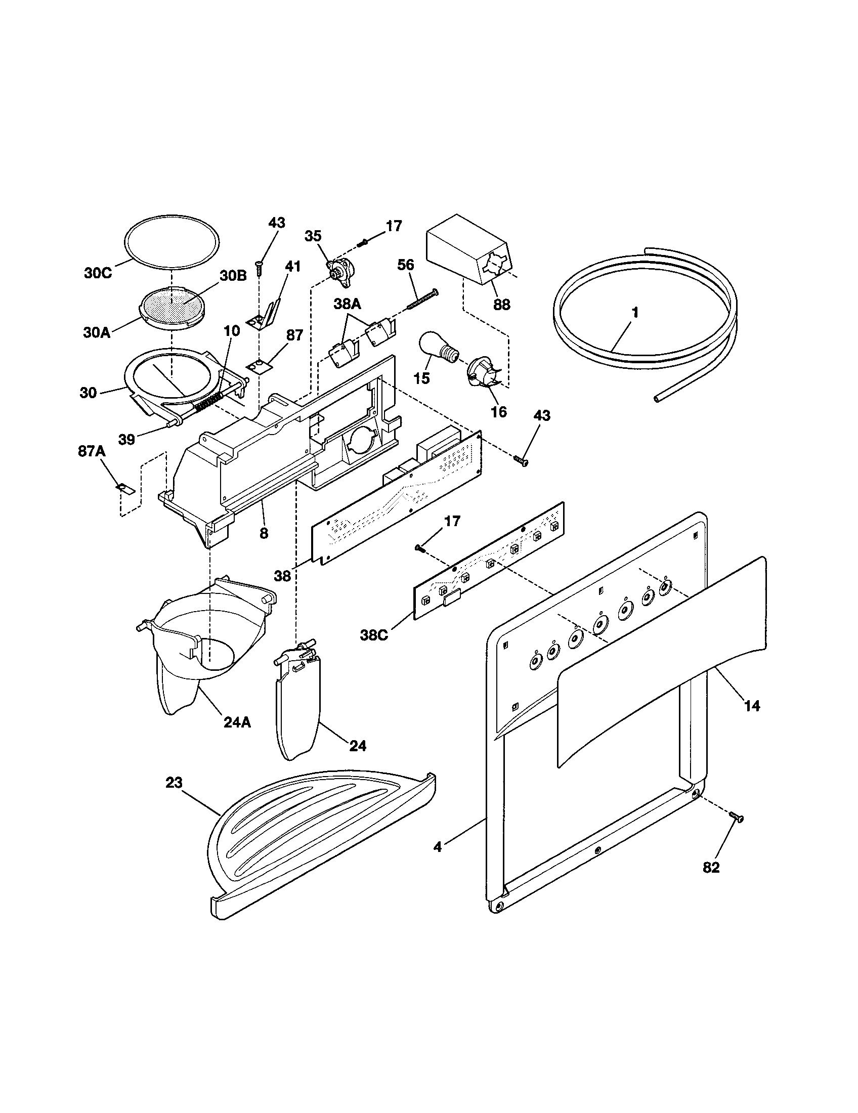 Kenmore 25351622101 dispenser diagram