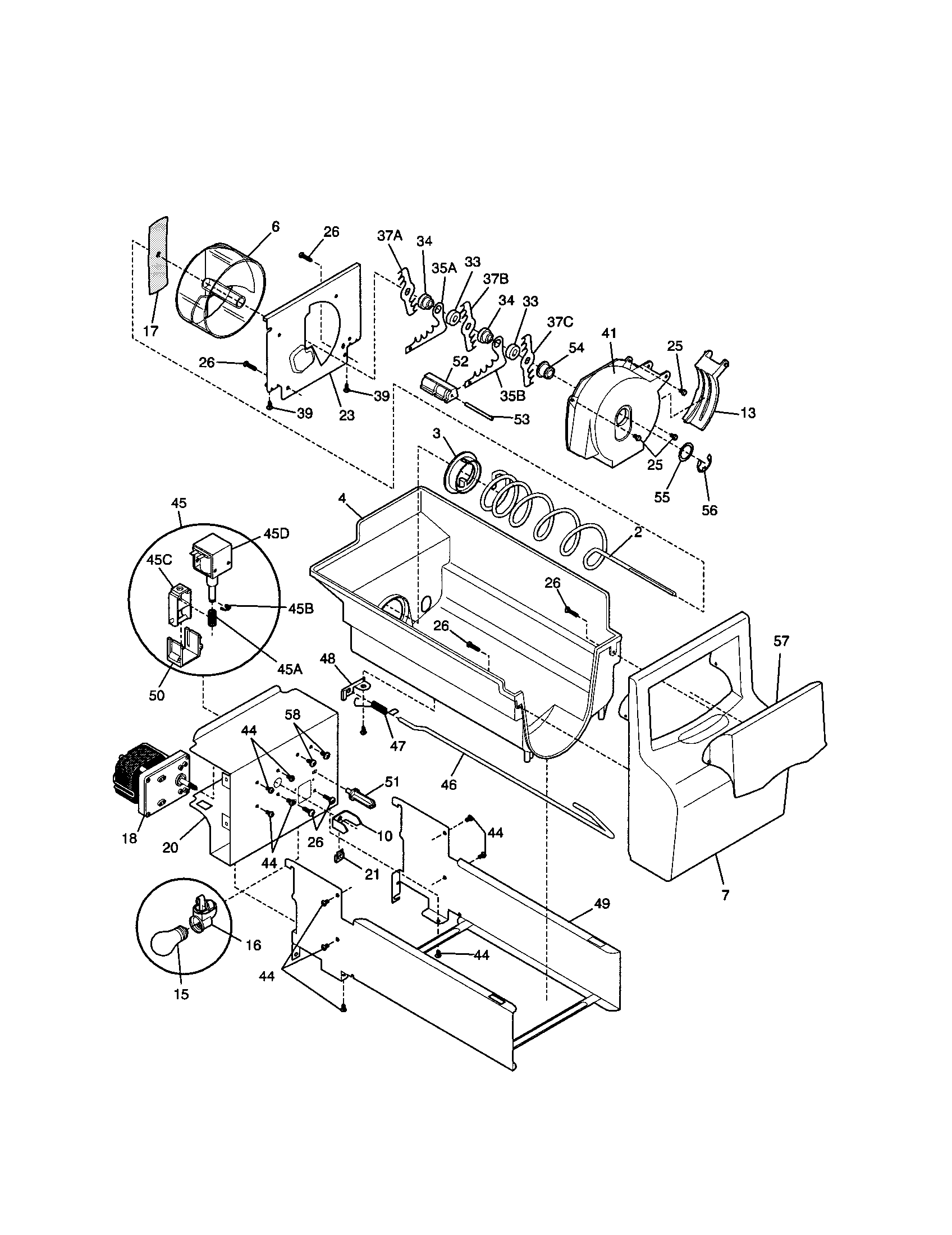 Kenmore 25351622101 ice container diagram