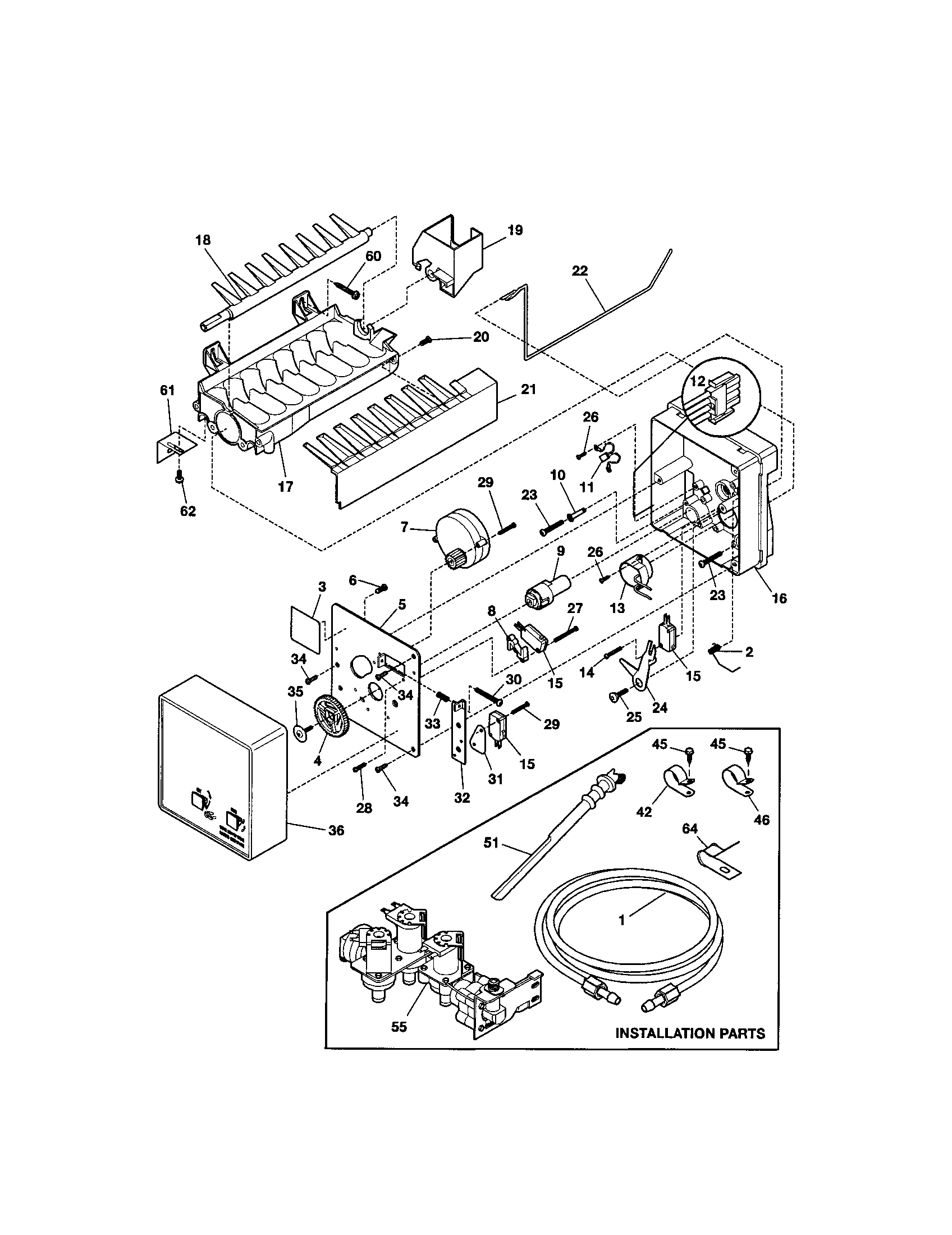 Kenmore 25351622101 ice maker diagram