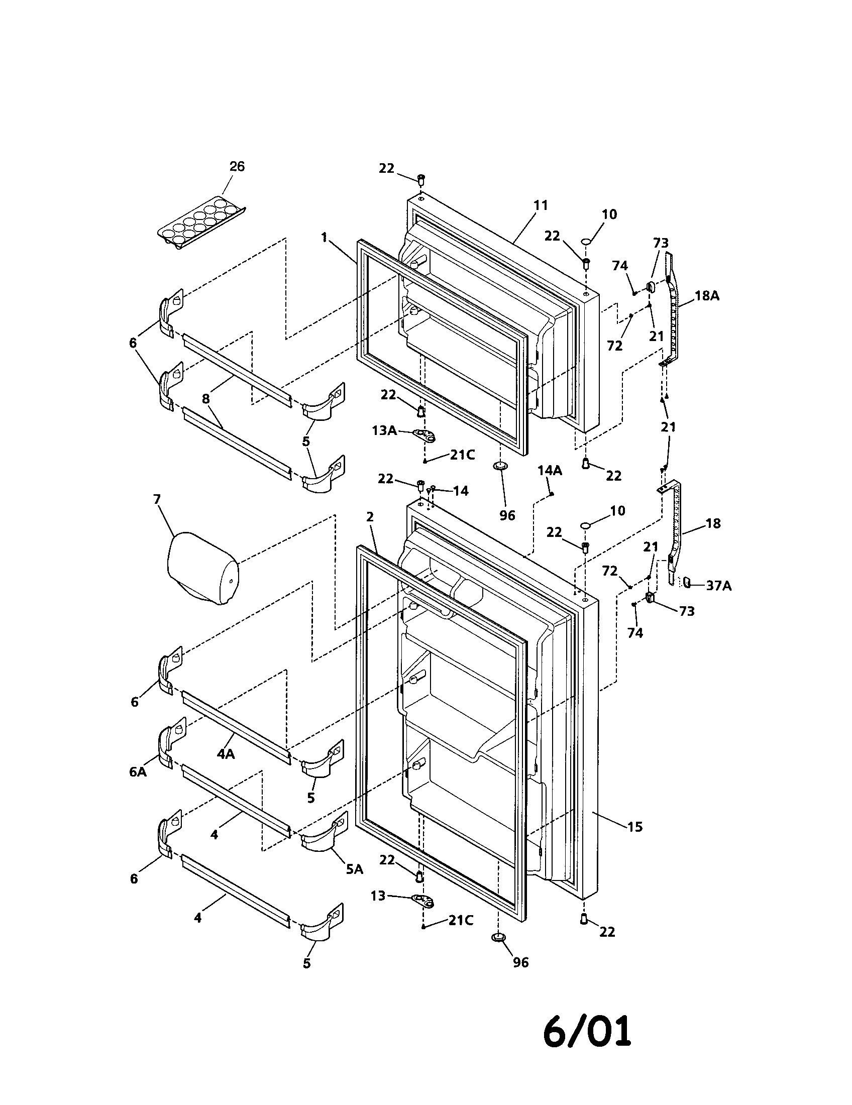 Kenmore 25331430100 door diagram
