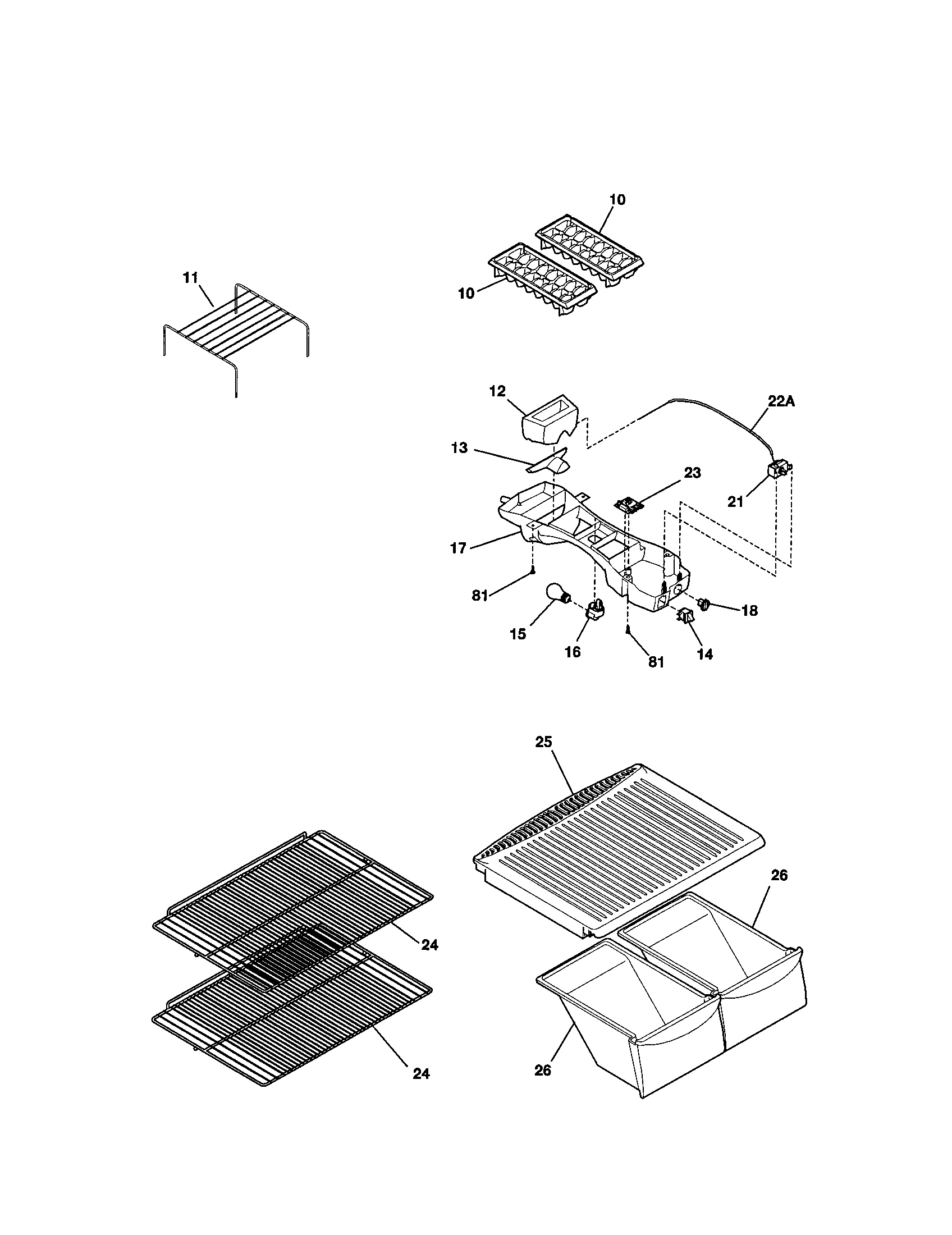 Kenmore 25331430100 shelves diagram