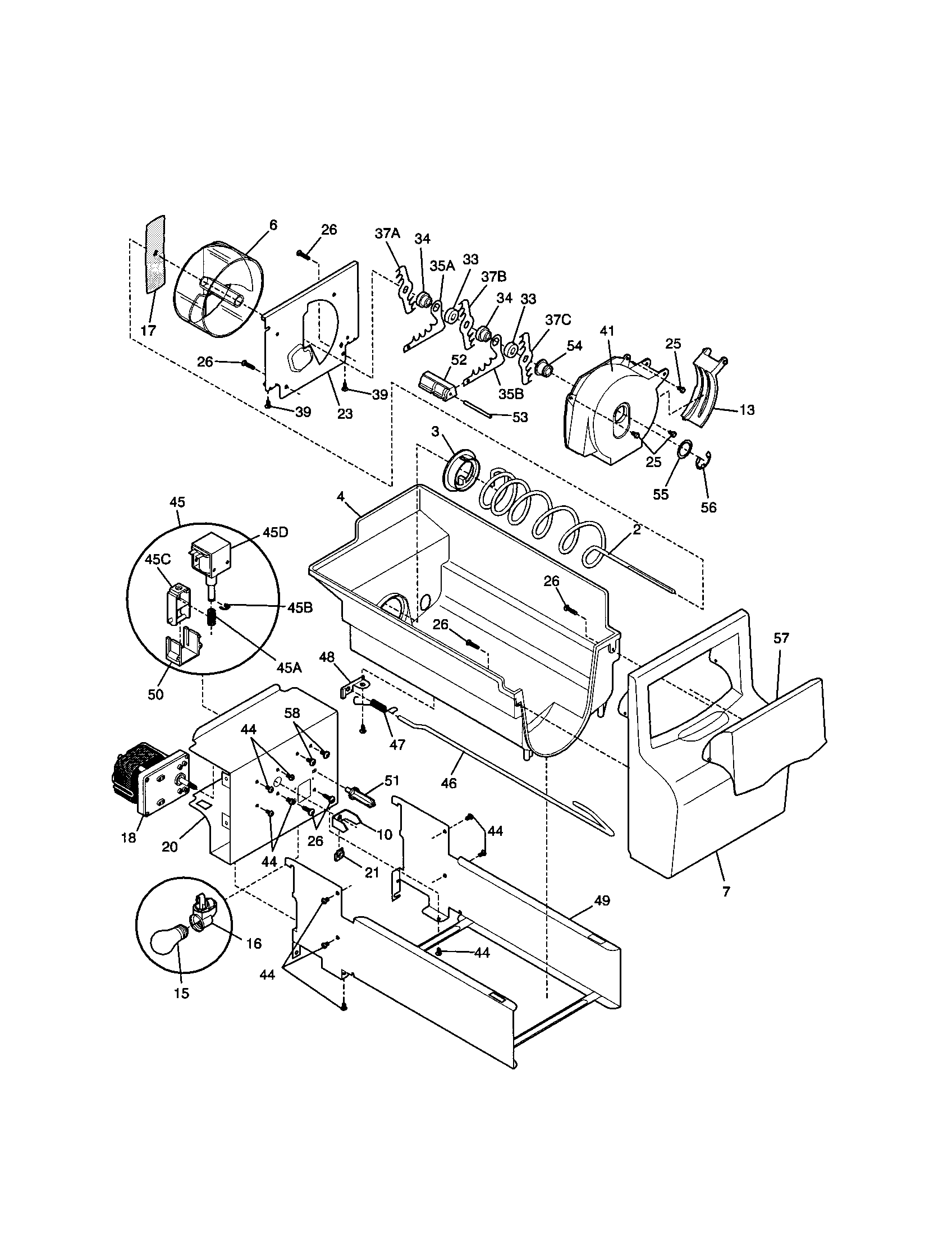 Kenmore 25351232102 ice container diagram
