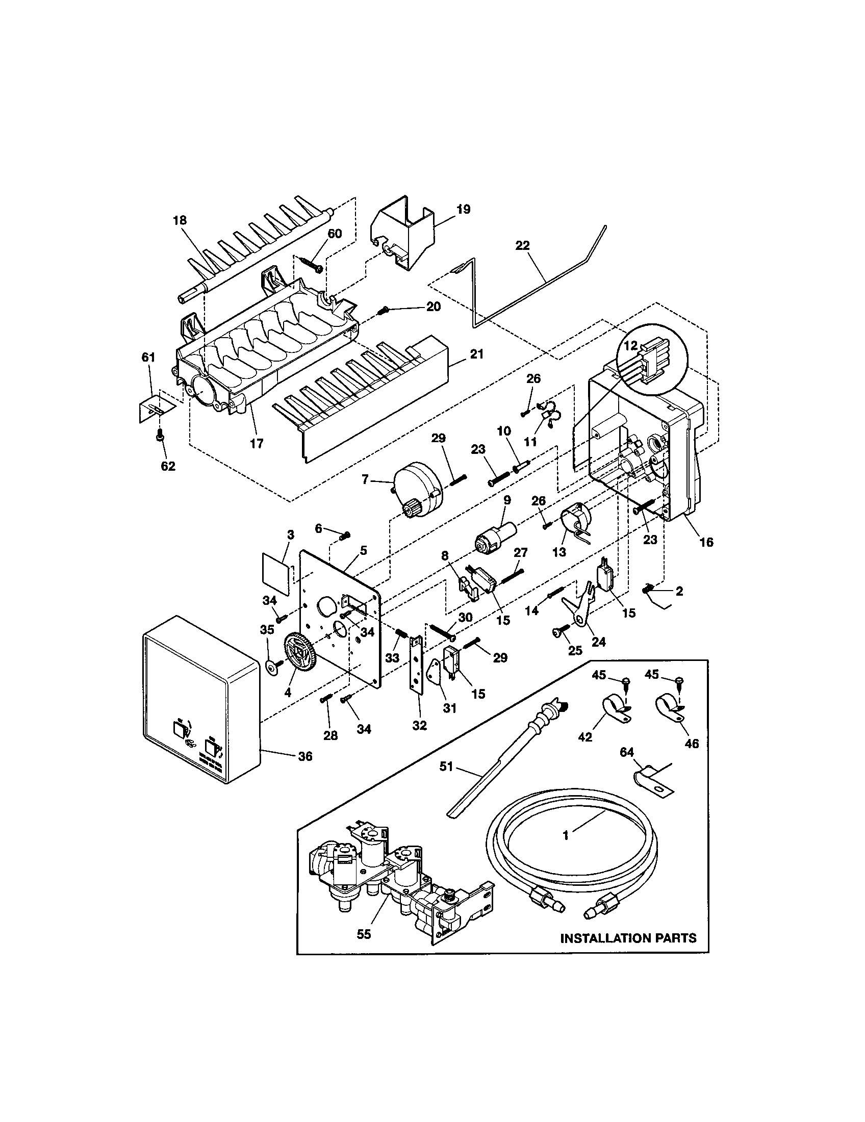 Kenmore 25351232102 ice maker diagram