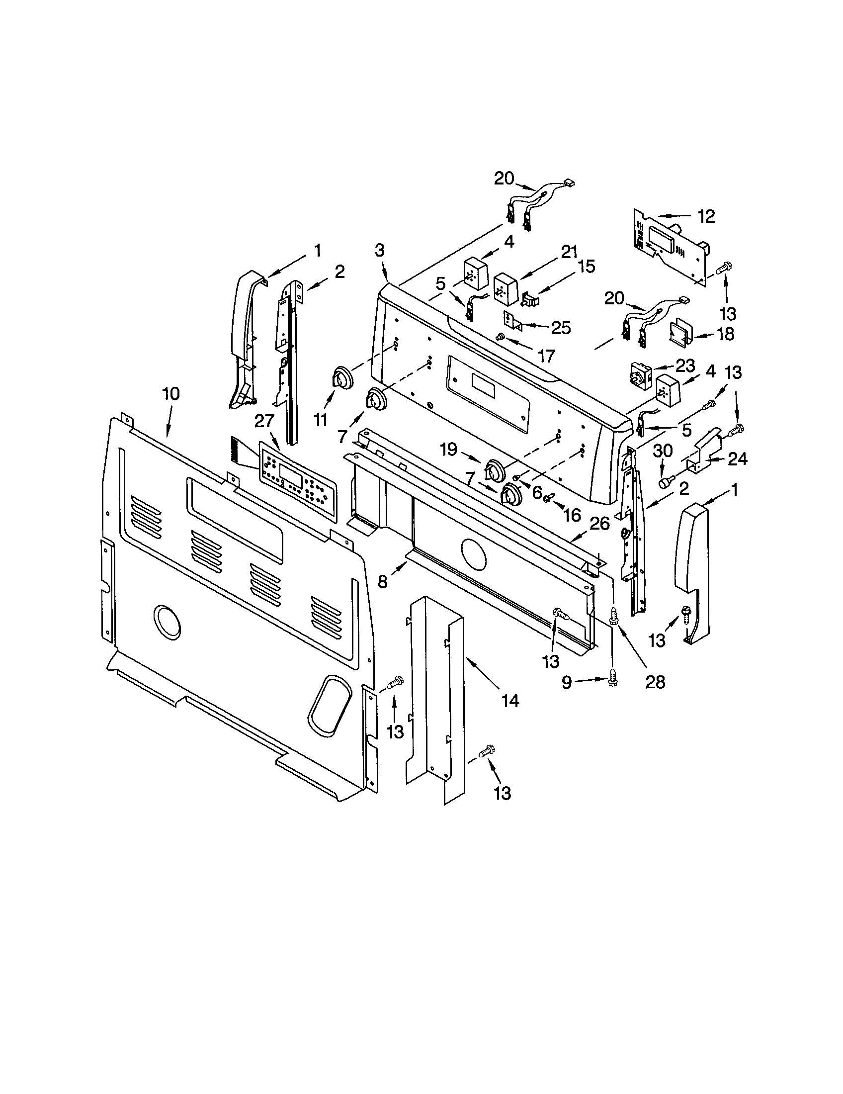 Kenmore 66595025100 control panel diagram