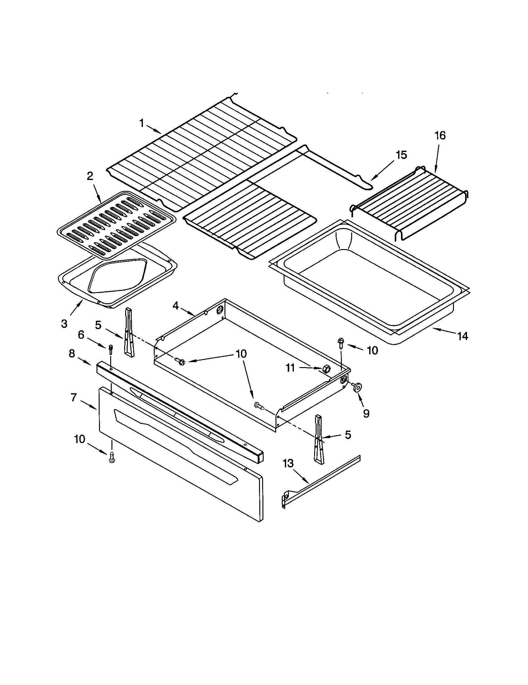 Kenmore 66595025100 drawer and broiler diagram