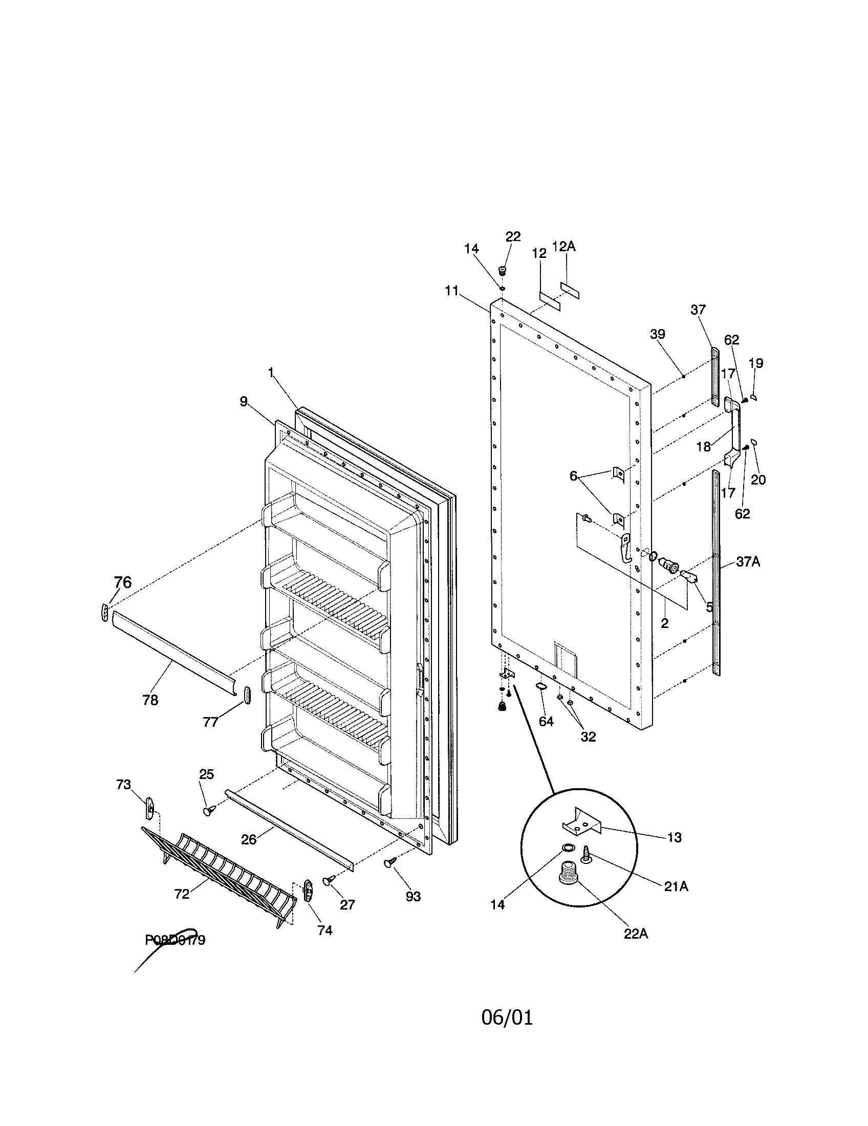 Frigidaire FFU20F9GW3 door diagram