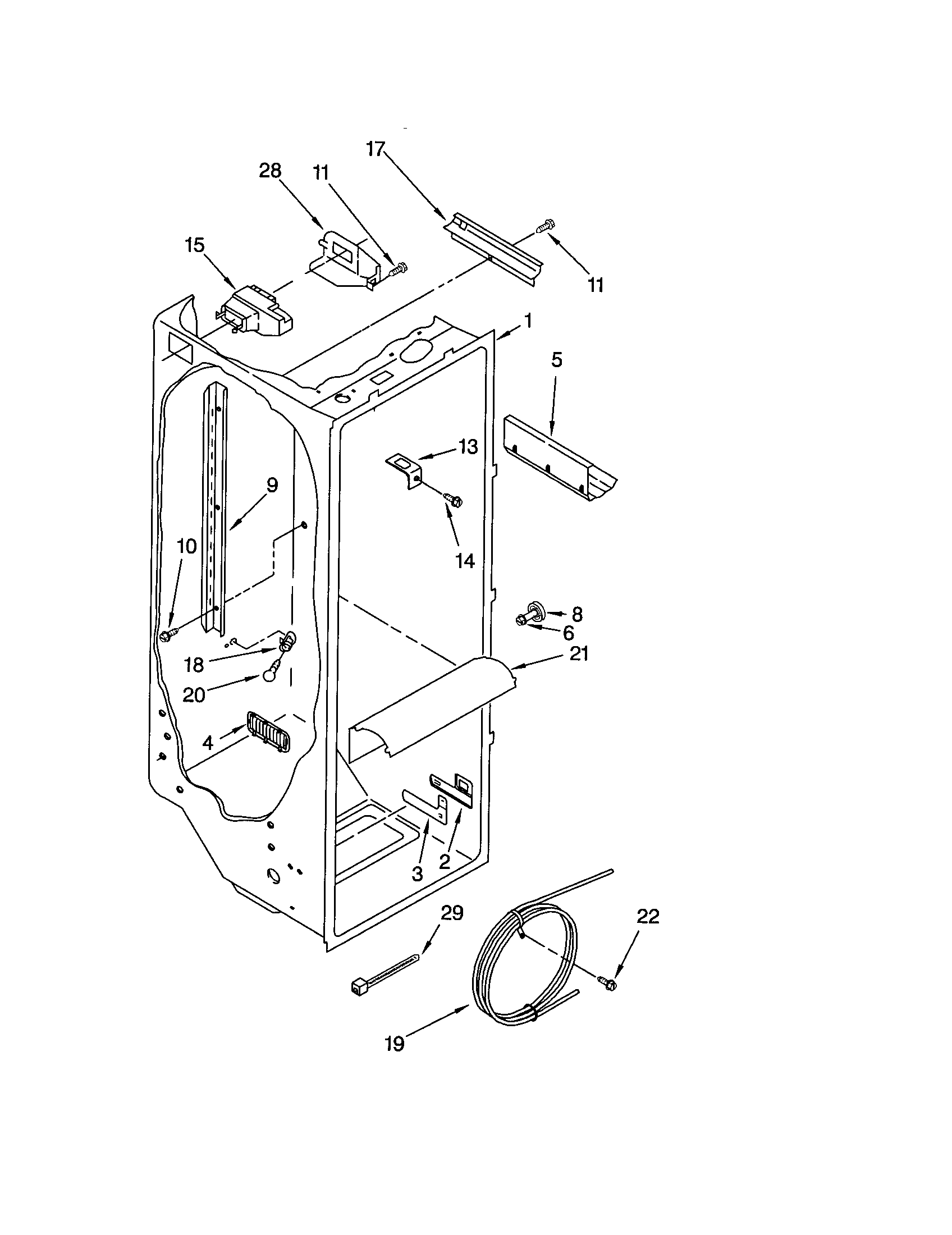 Kenmore 10651224100 refrigerator liner diagram