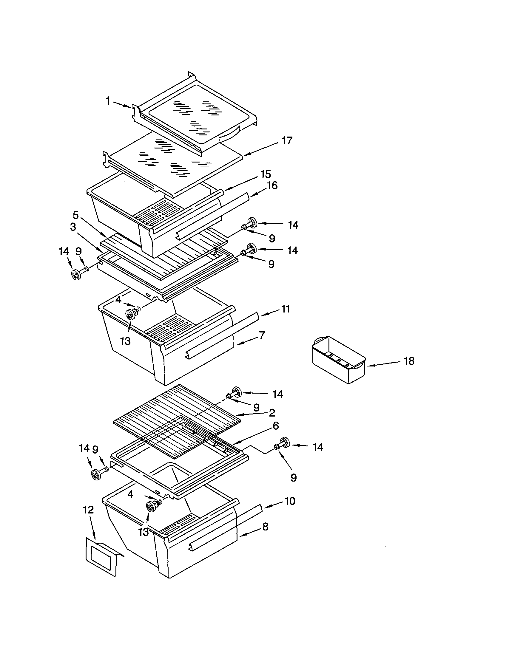 Kenmore 10651224100 refrigerator shelf diagram