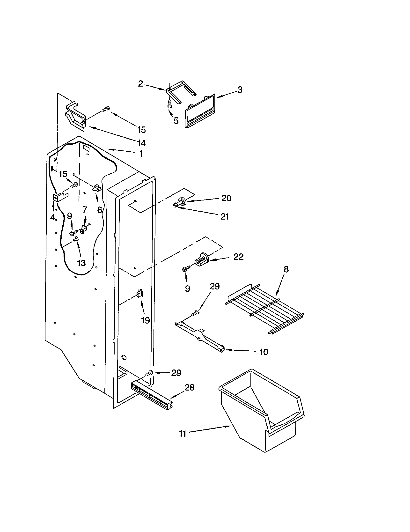 Kenmore 10651224100 freezer liner diagram
