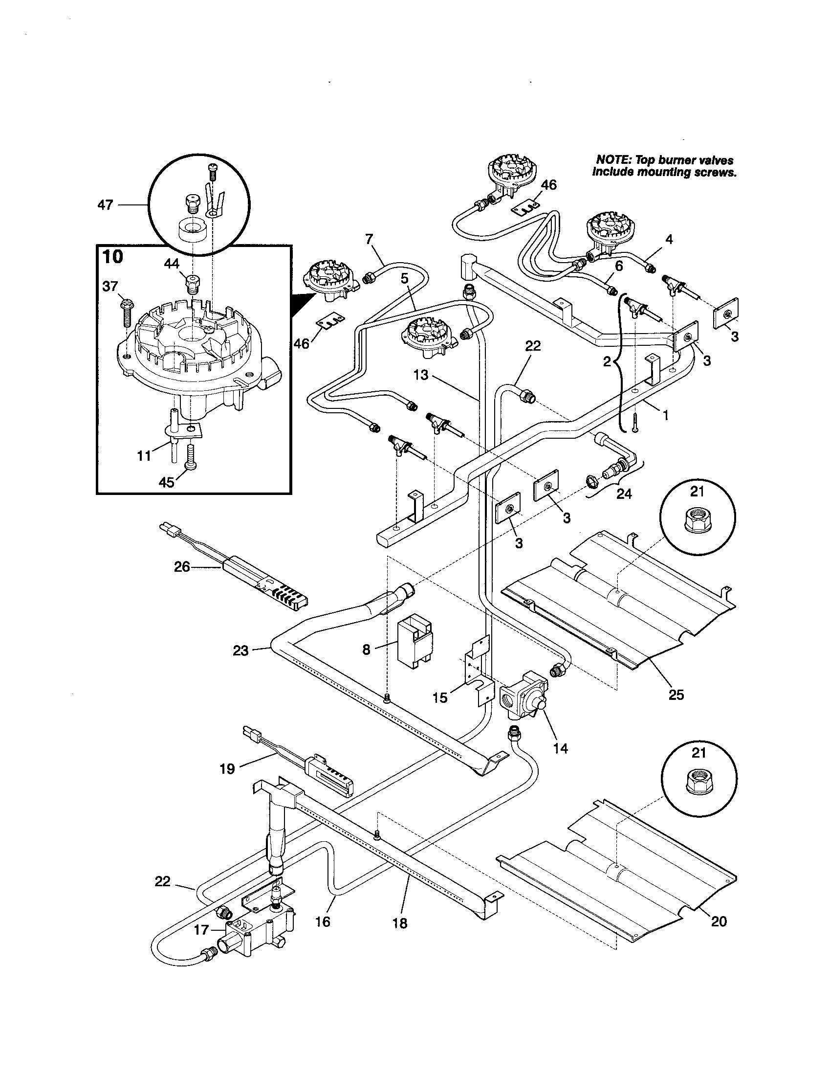 Frigidaire FGFB64CJSA burner diagram