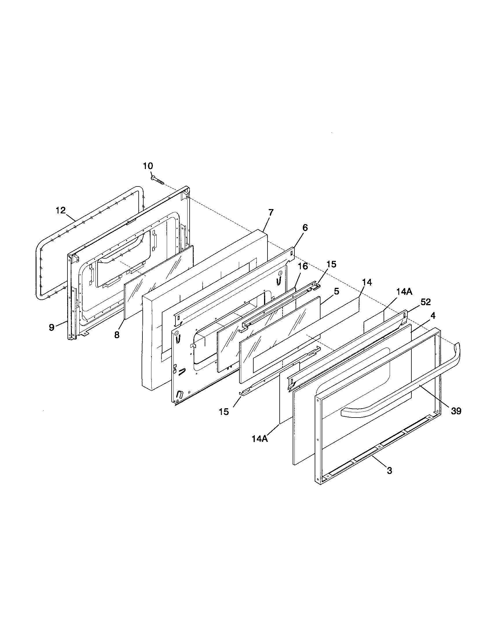 Frigidaire FGFB64CJSA door diagram