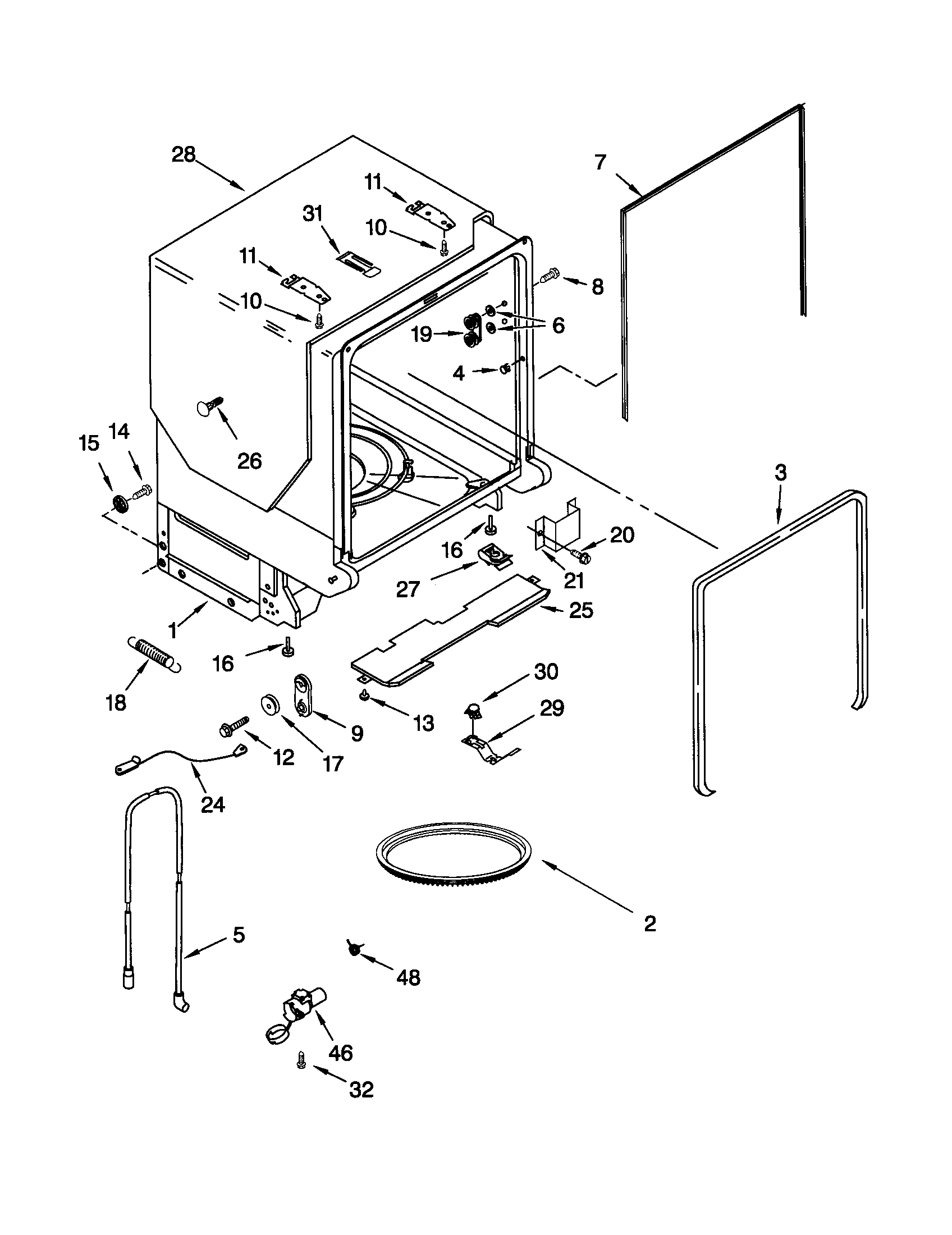 Kenmore Elite 66515953000 tub and frame diagram