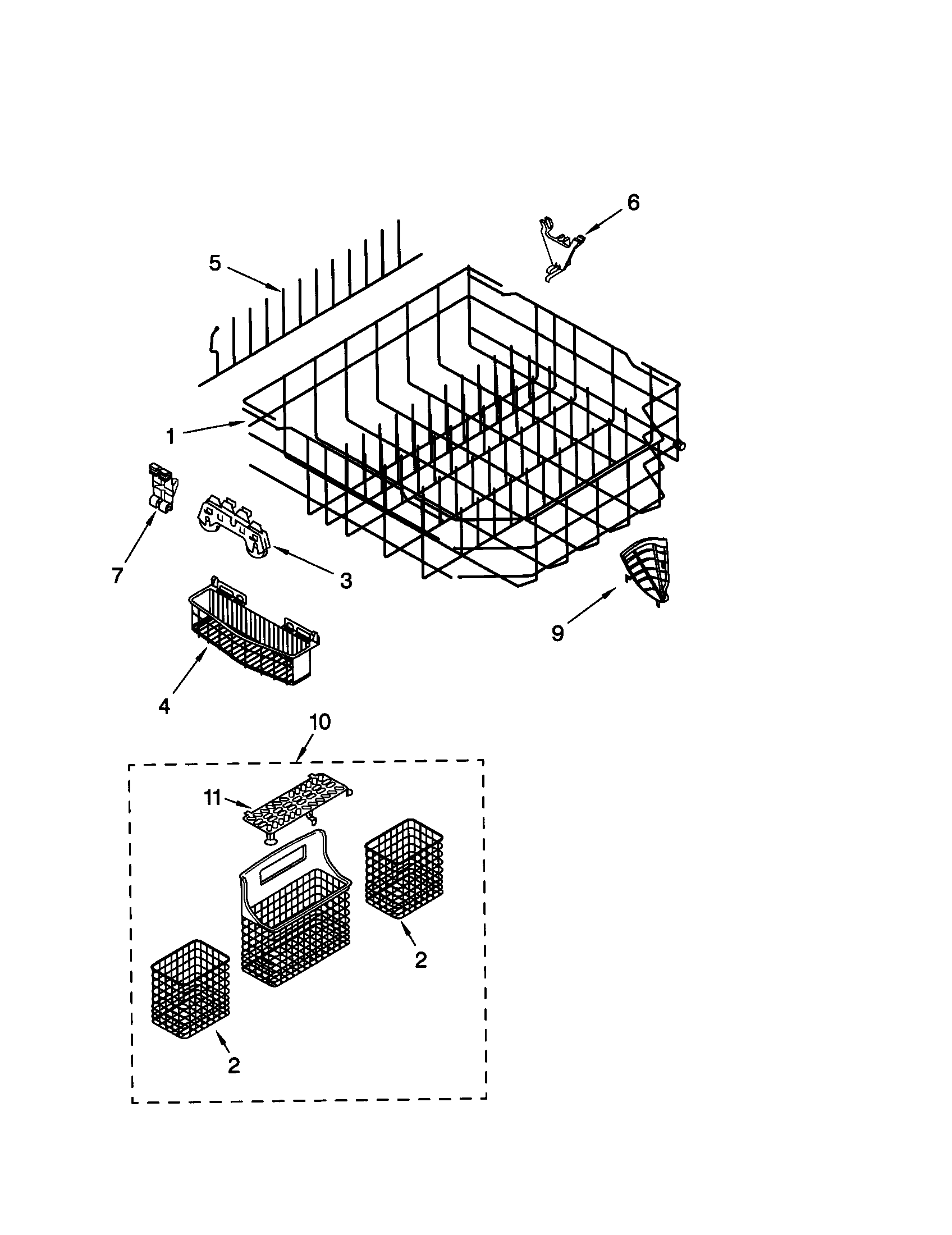 Kenmore Elite 66515953000 lower rack diagram