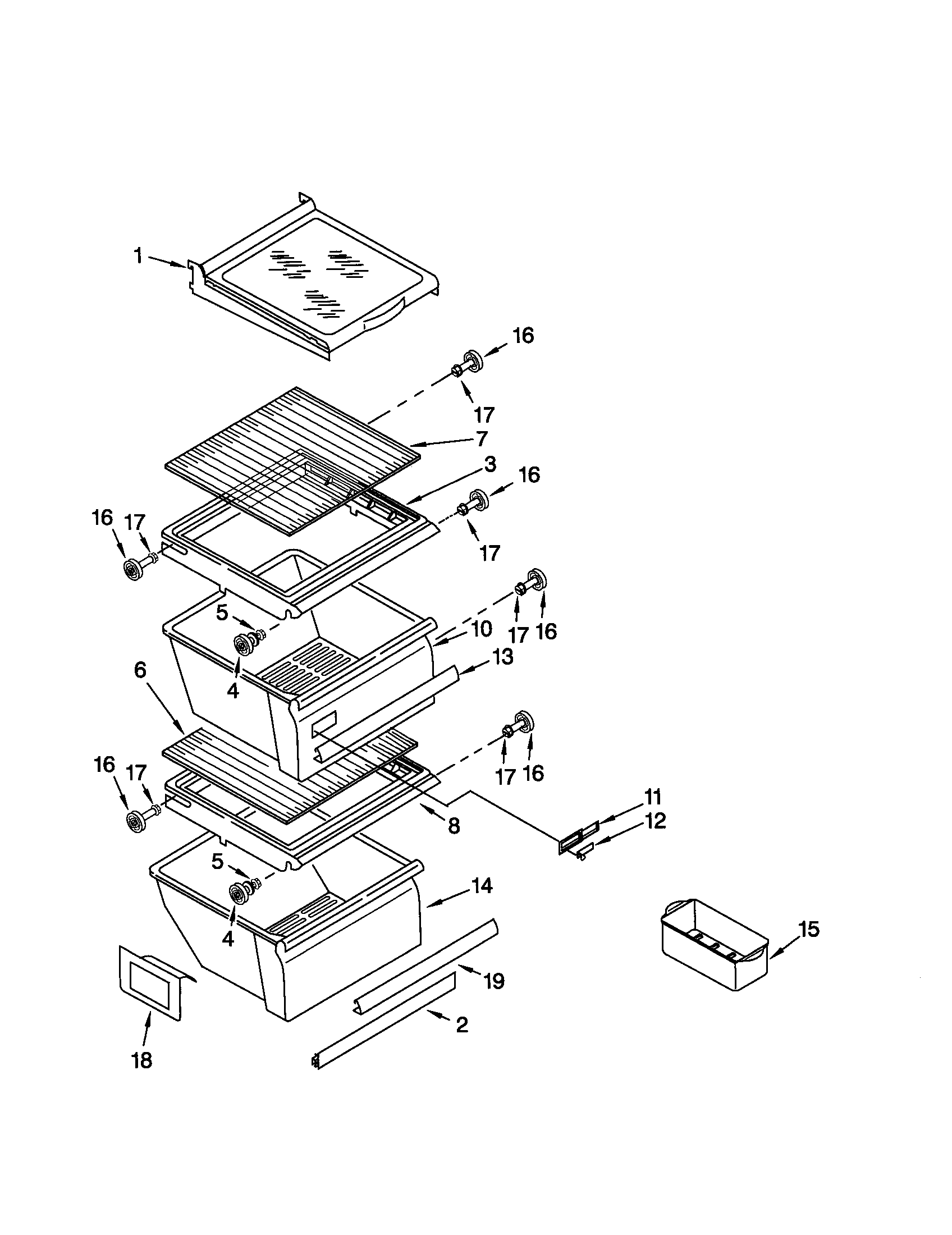 Kenmore 10651049100 refrigerator shelf diagram