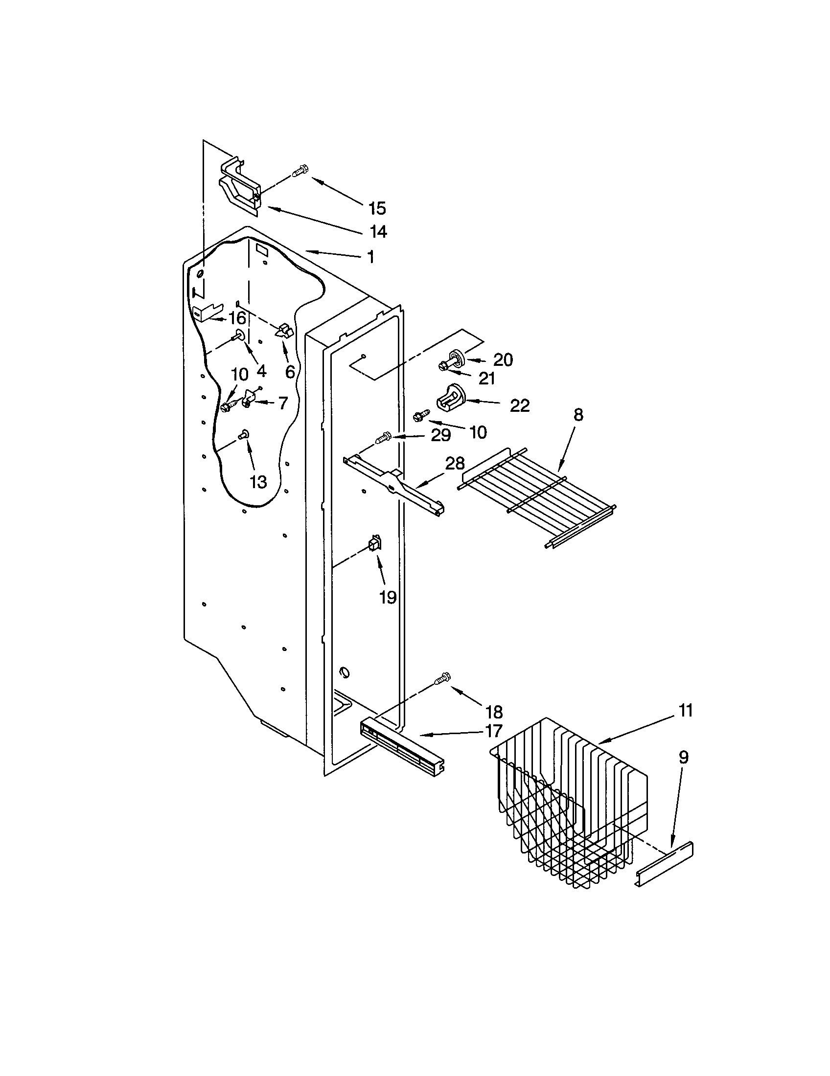 Kenmore 10652234101 freezer liner diagram