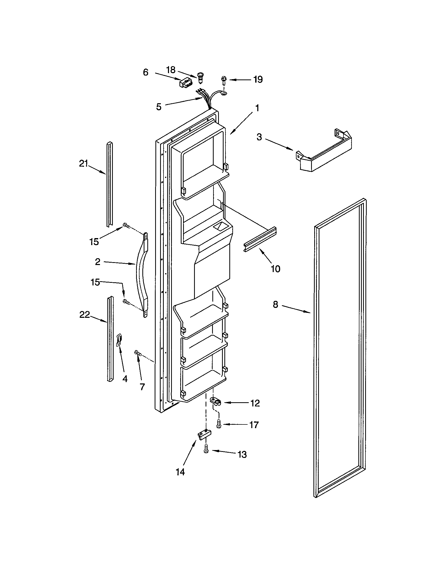 Kenmore 10652234101 freezer door diagram