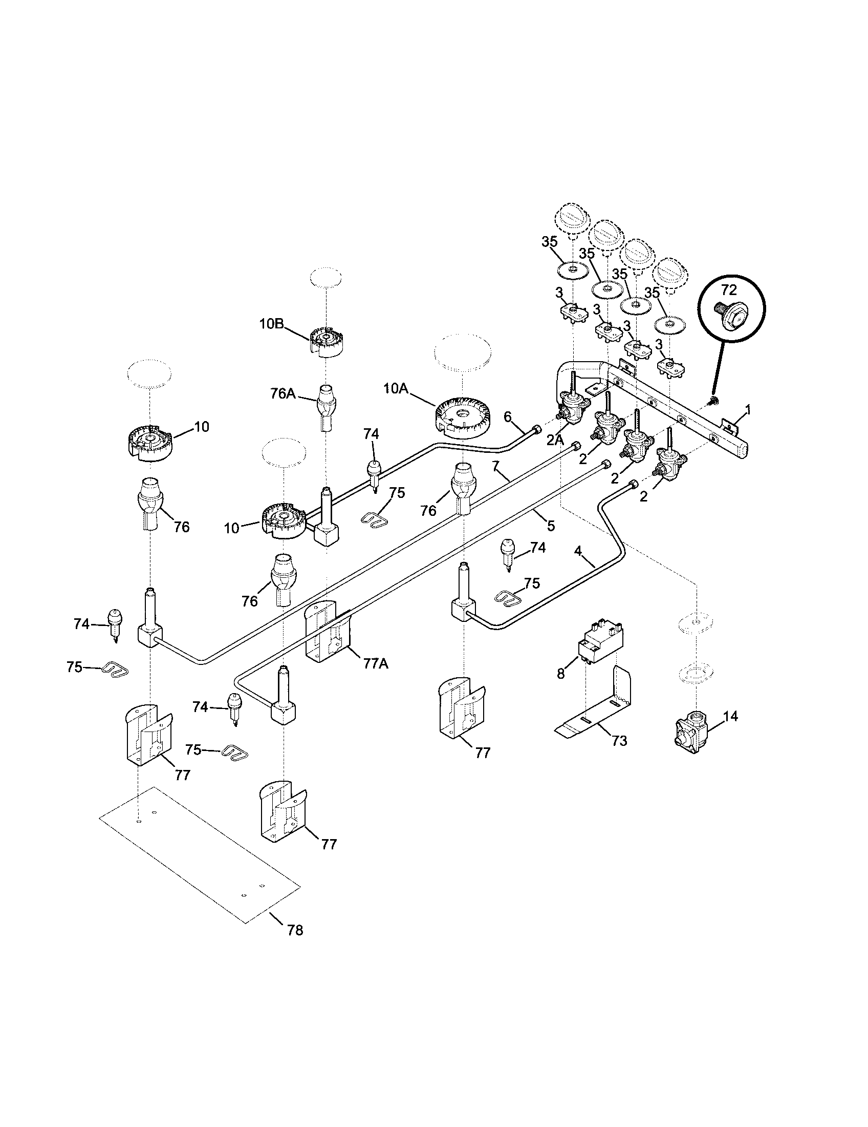Frigidaire FGC30S4HDA burner diagram