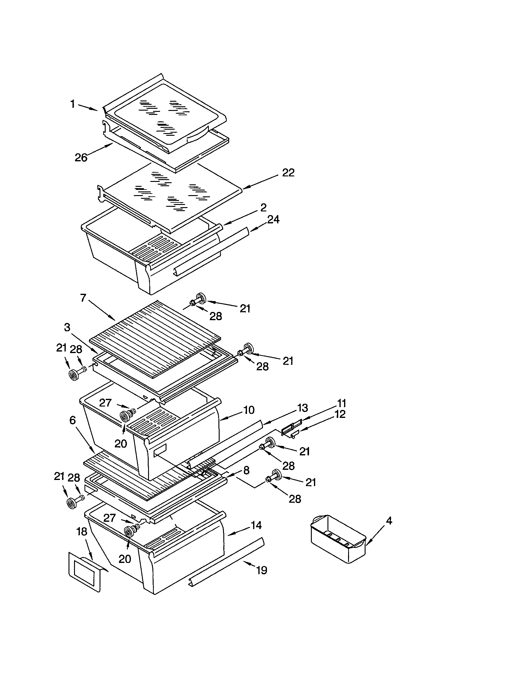 Kenmore 10651259101 refrigerator shelf diagram