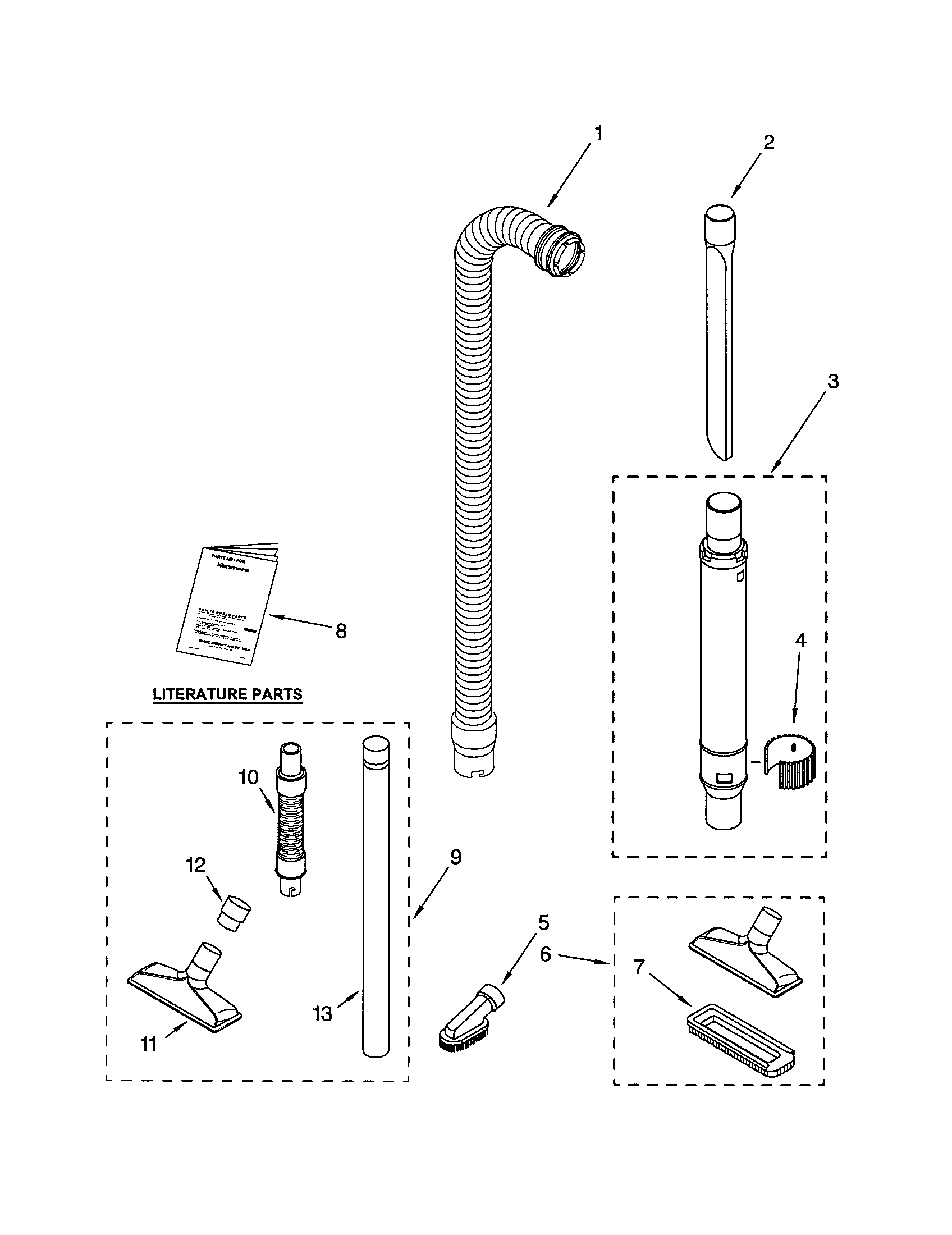 Kenmore 11630912000 hose and attachment diagram