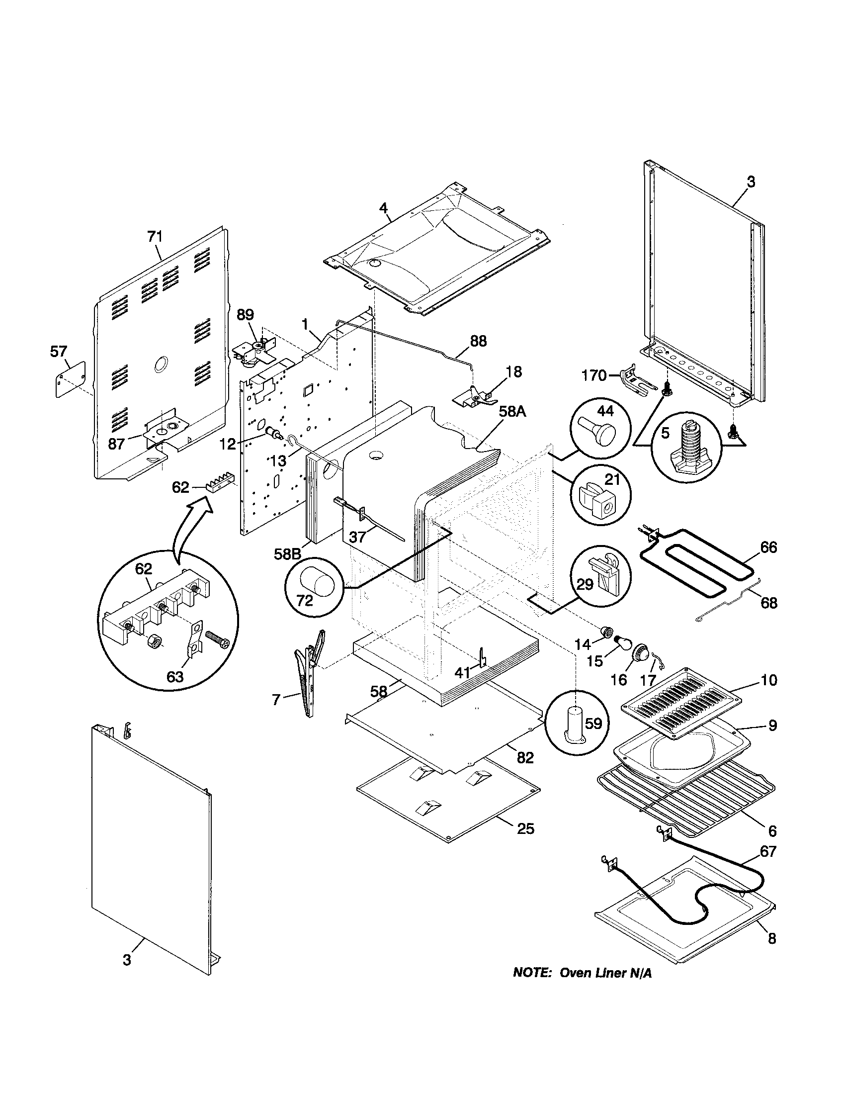 Frigidaire FEF354CJTA body diagram