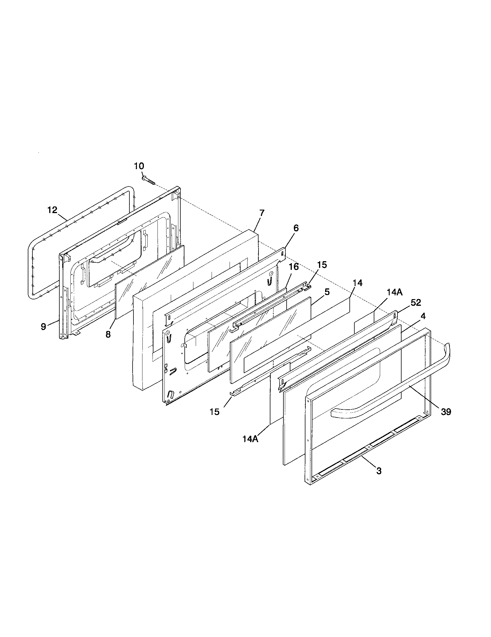 Frigidaire FEF354CJTA door diagram