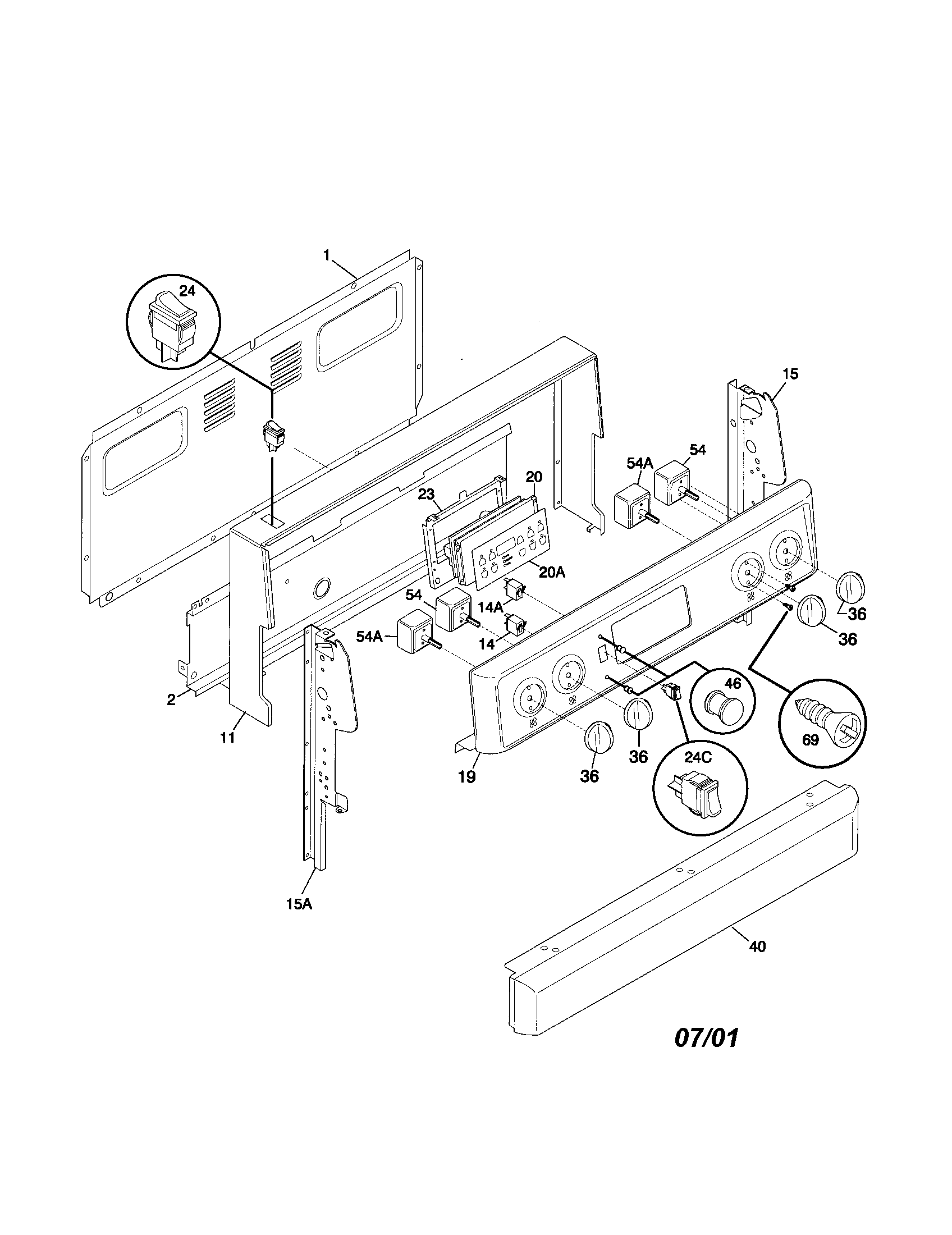 Frigidaire FEFS68CJTA backguard diagram