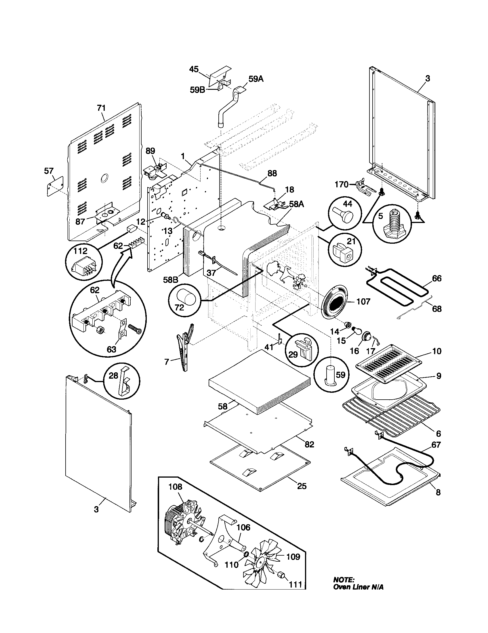 Frigidaire FEFS68CJTA body diagram